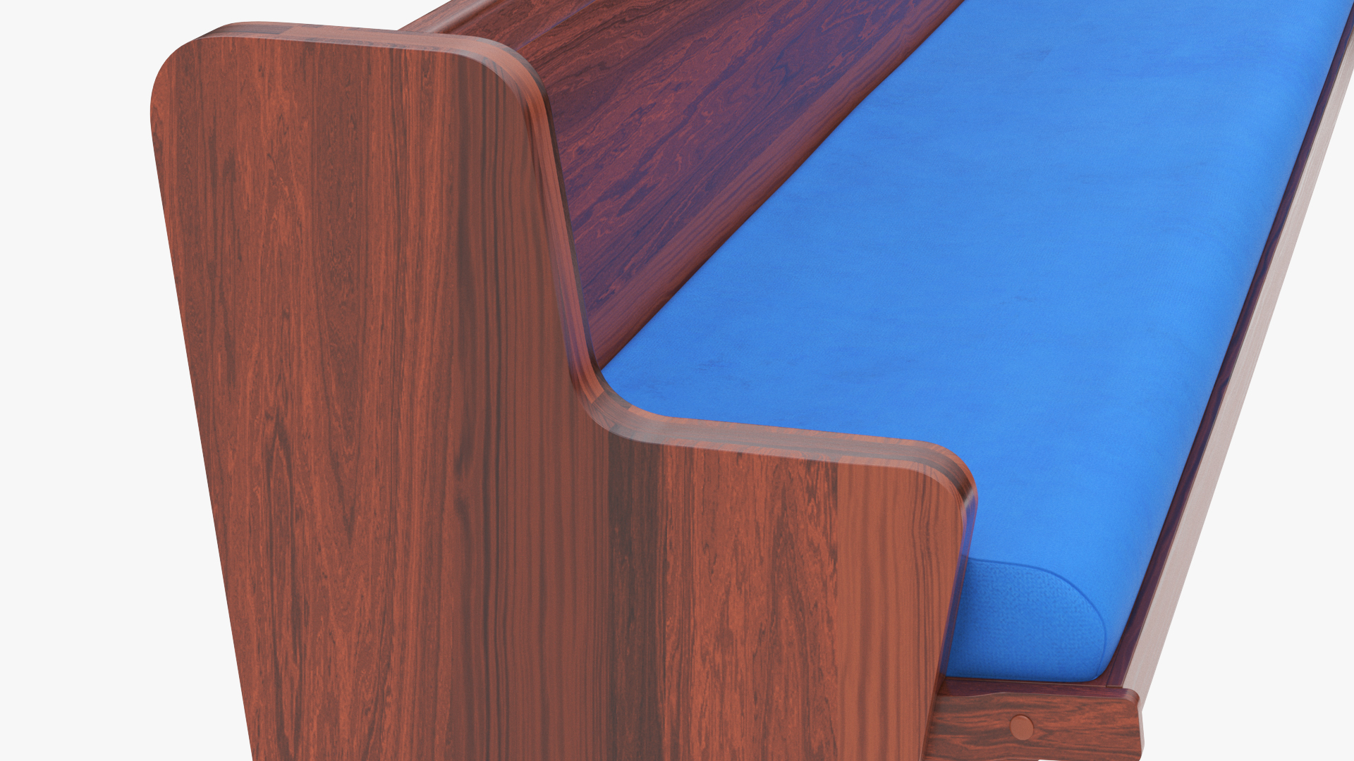 3D Upholstered Church Pew Bench Blue model