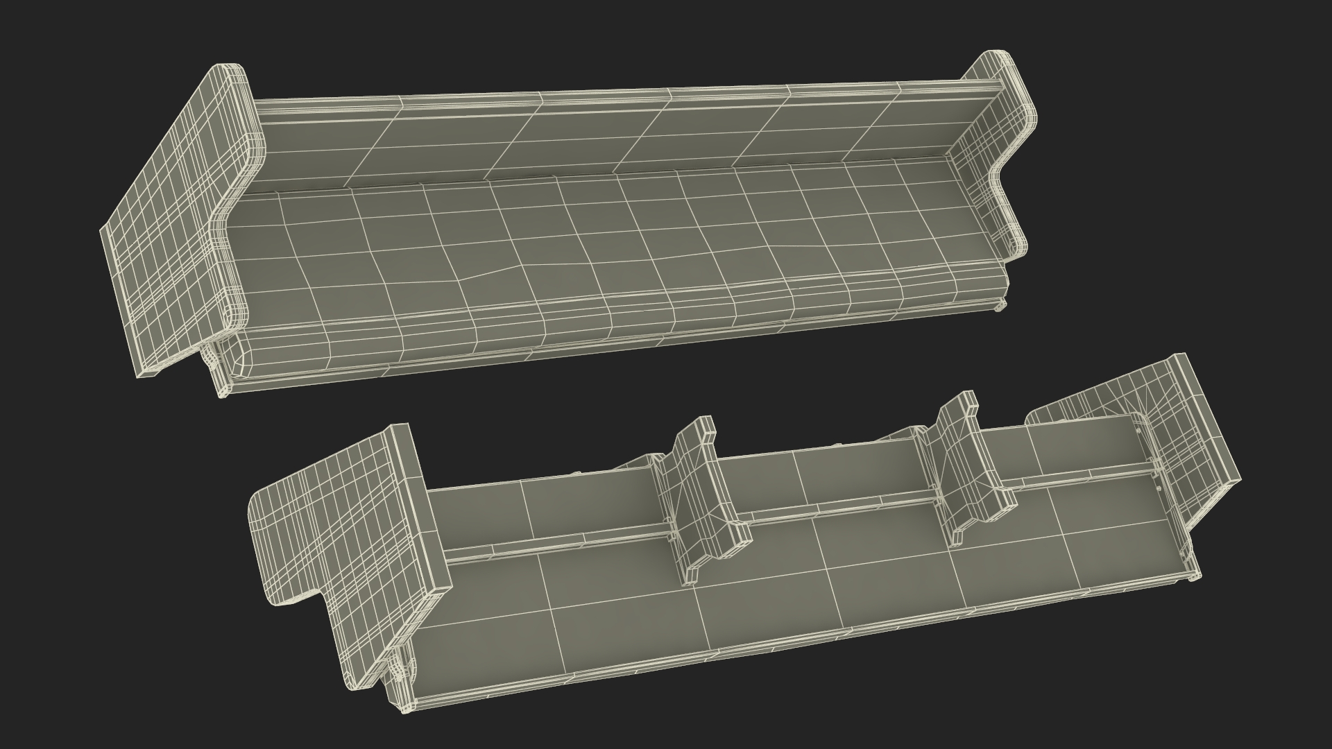 3D Upholstered Church Pew Bench Blue model