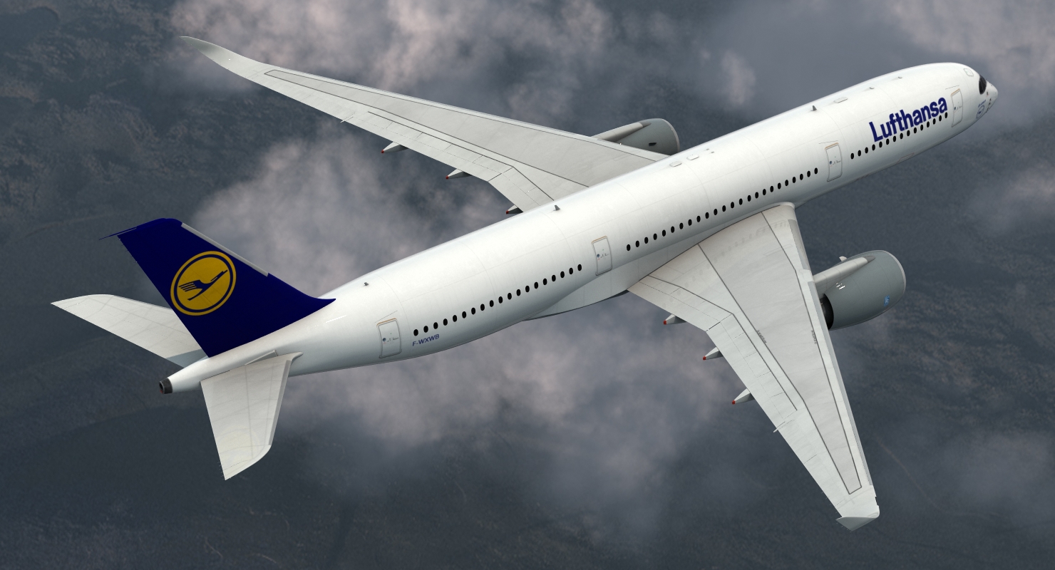 Airbus A350 900 Lufthansa Rigged 3D
