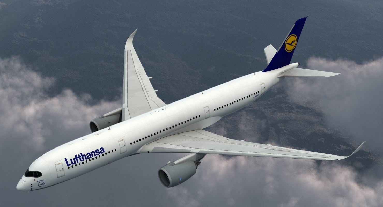Airbus A350 900 Lufthansa Rigged 3D