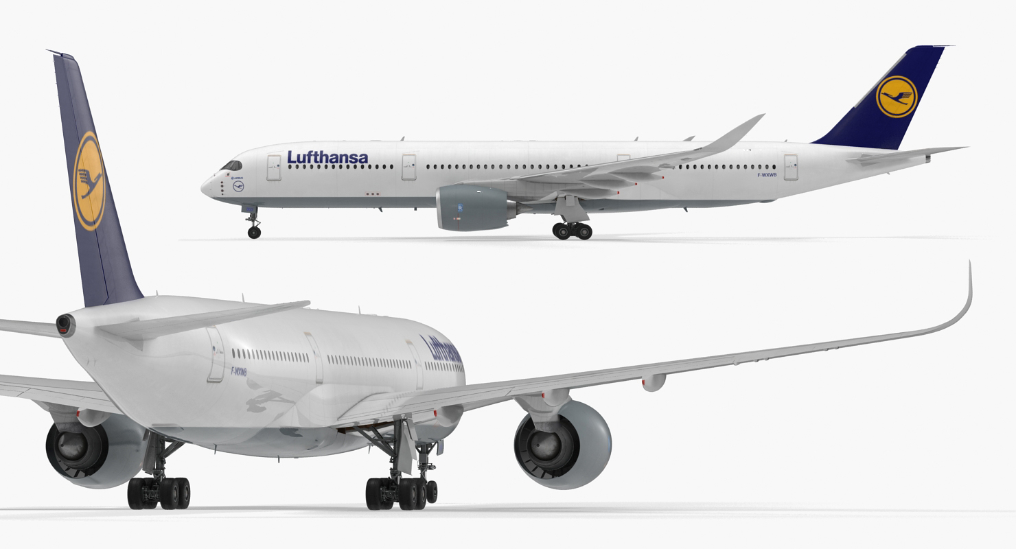 Airbus A350 900 Lufthansa Rigged 3D