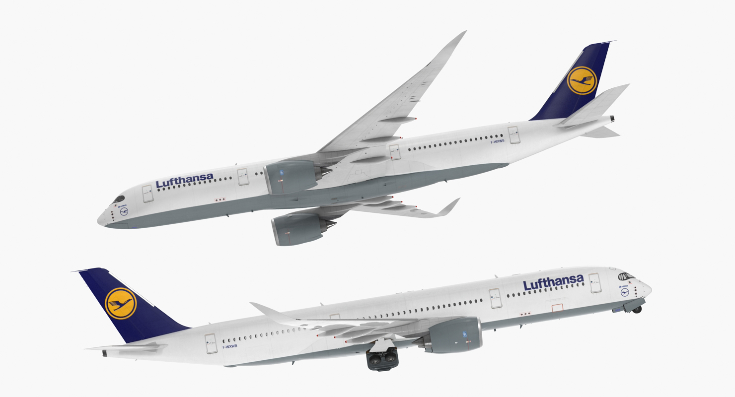 Airbus A350 900 Lufthansa Rigged 3D