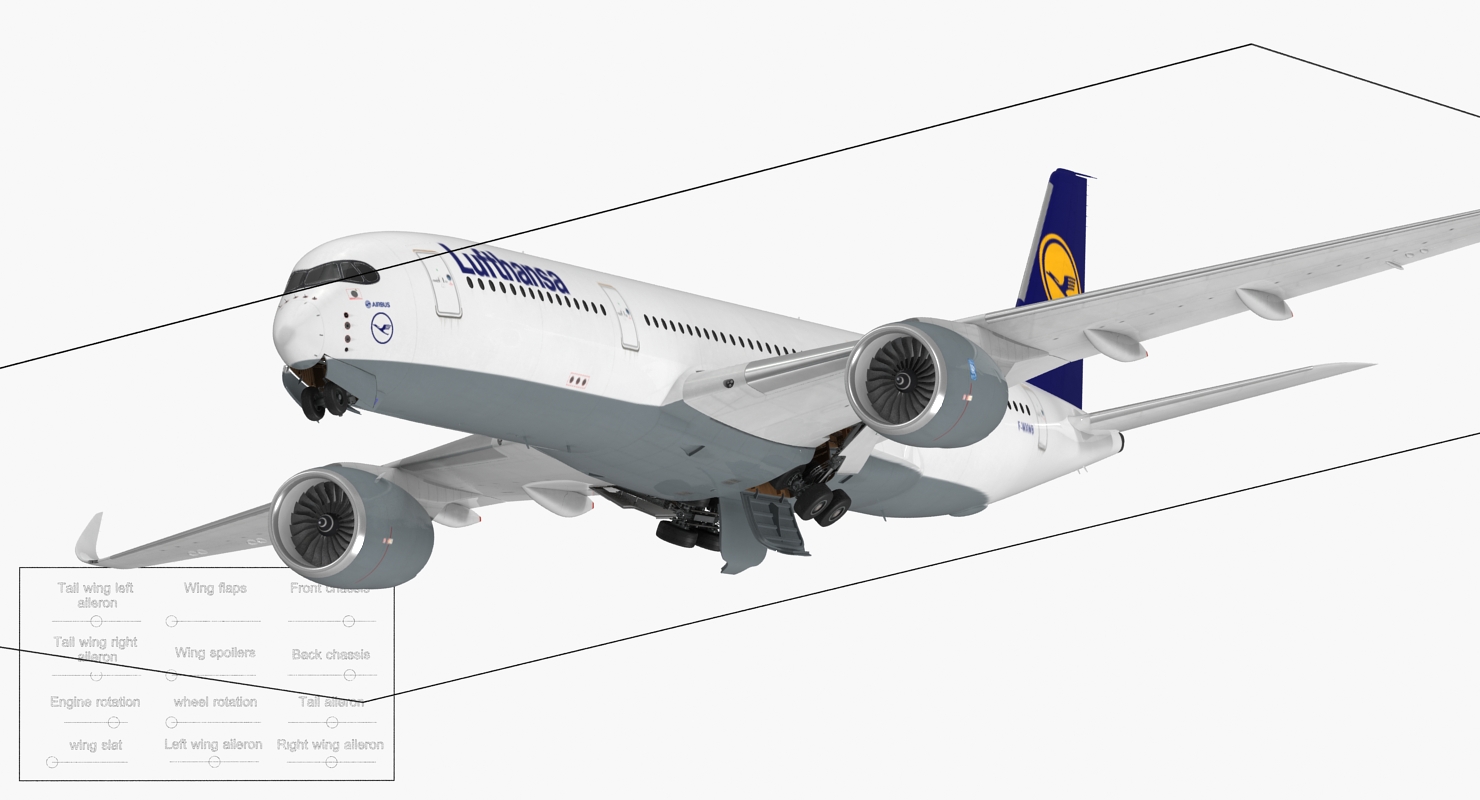 Airbus A350 900 Lufthansa Rigged 3D