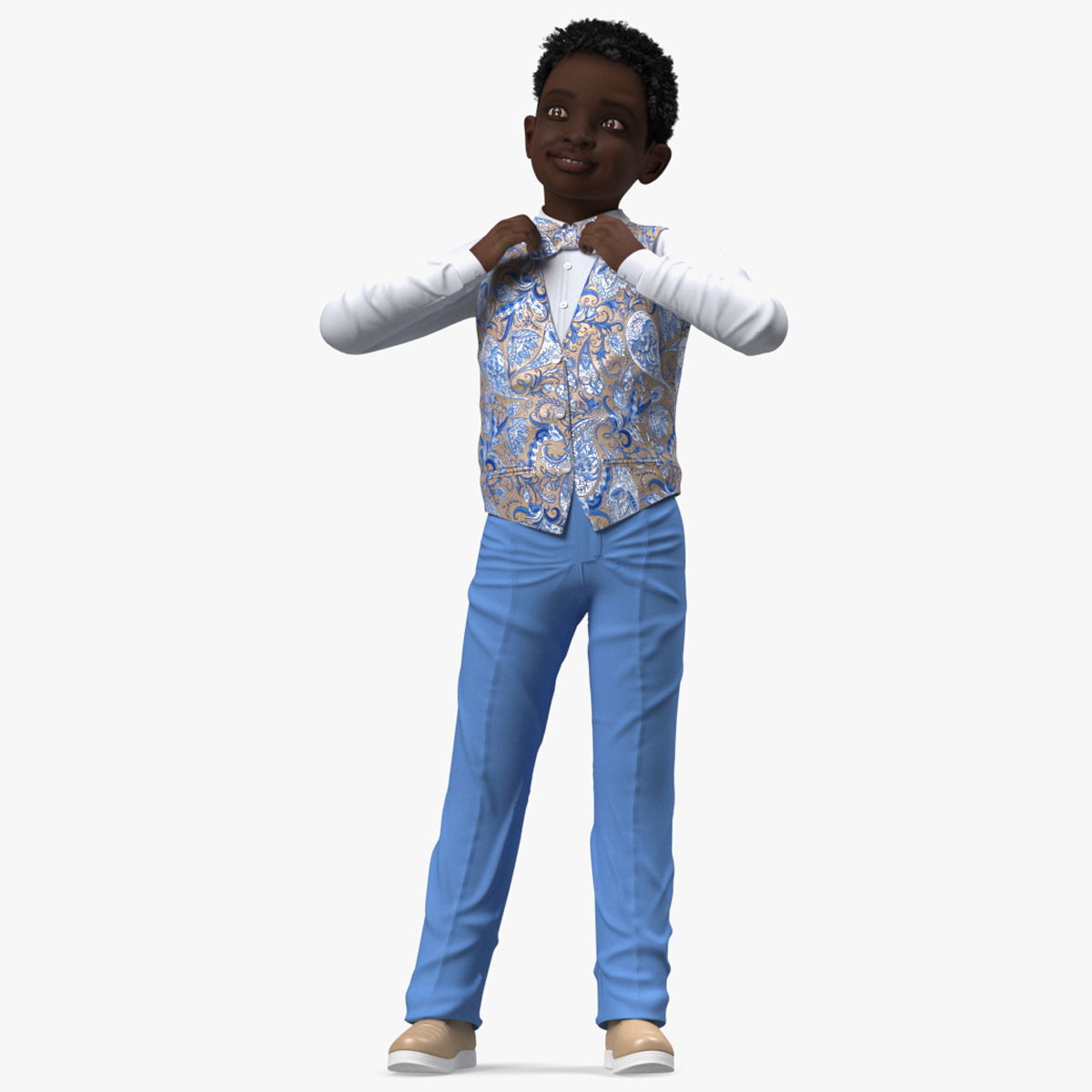 3D Black Child Boy Party Style Rigged for Maya model