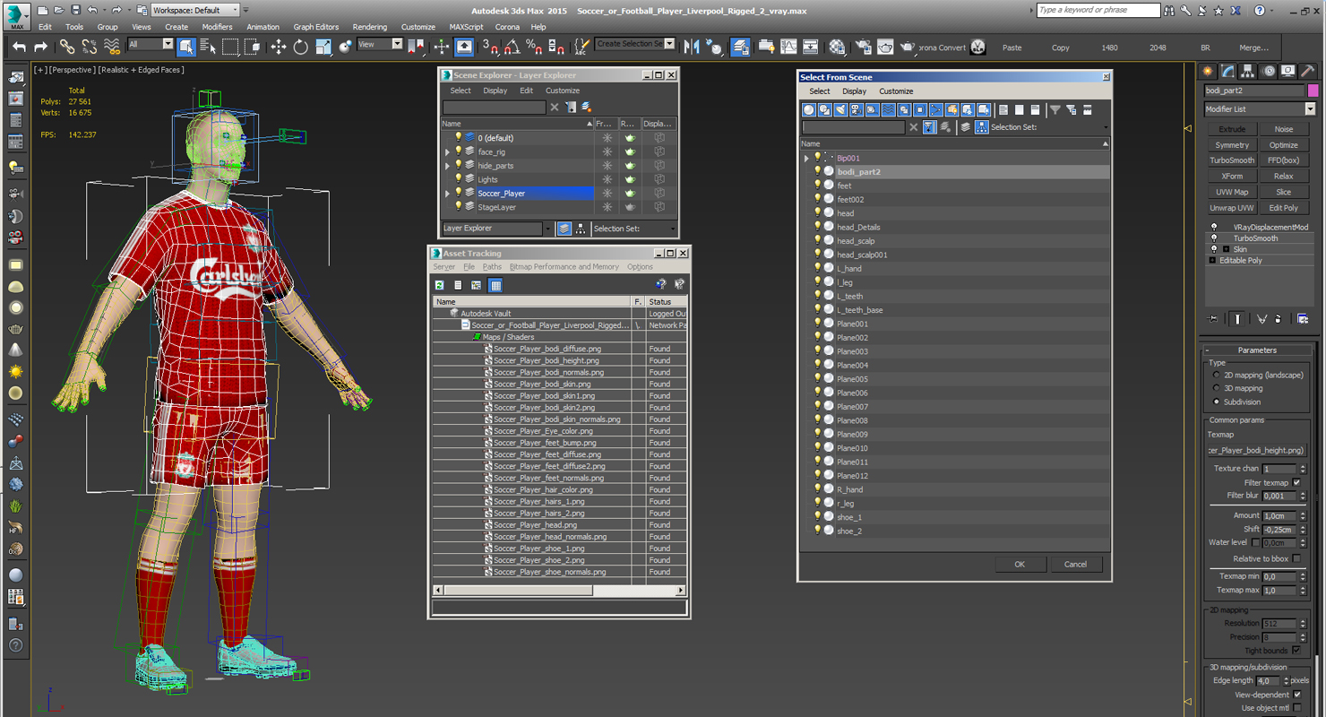 Soccer or Football Player Liverpool Rigged 2 3D model