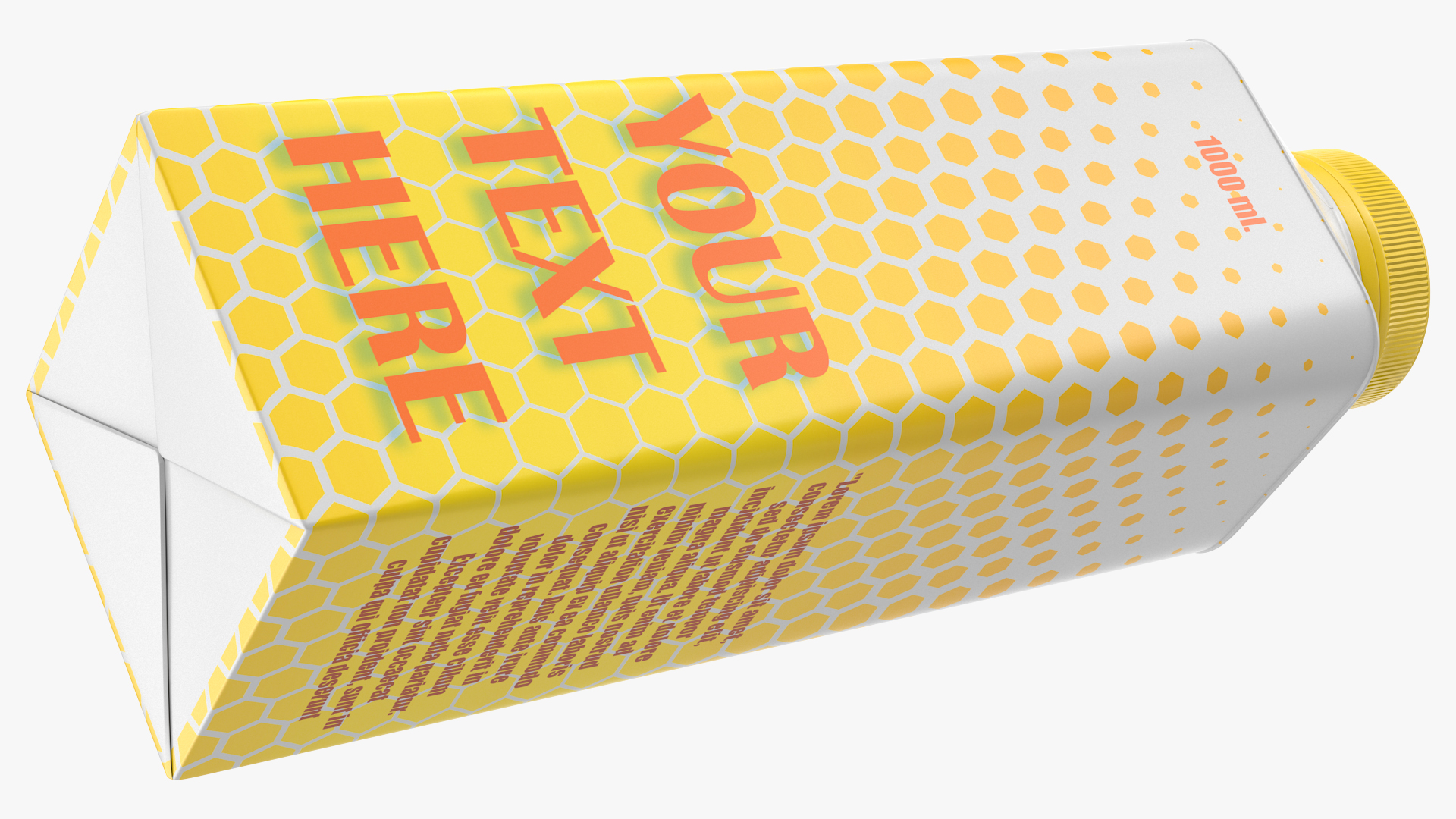 3D model Carton Package for Beverage with Cap Mockup Yellow