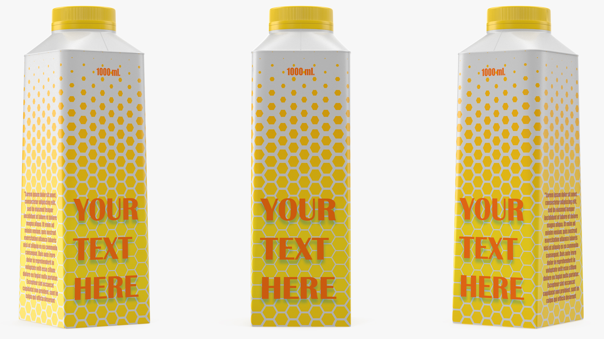 3D model Carton Package for Beverage with Cap Mockup Yellow