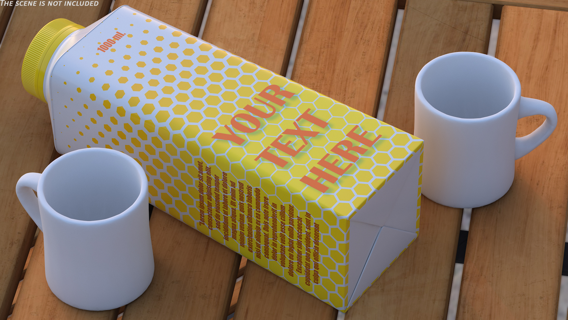 3D model Carton Package for Beverage with Cap Mockup Yellow