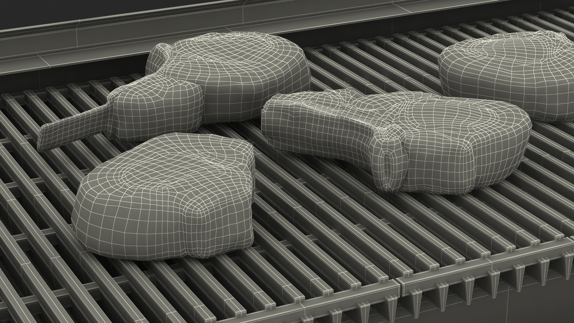 3D Countertop Stainless Steel Charbroiler with Meat model