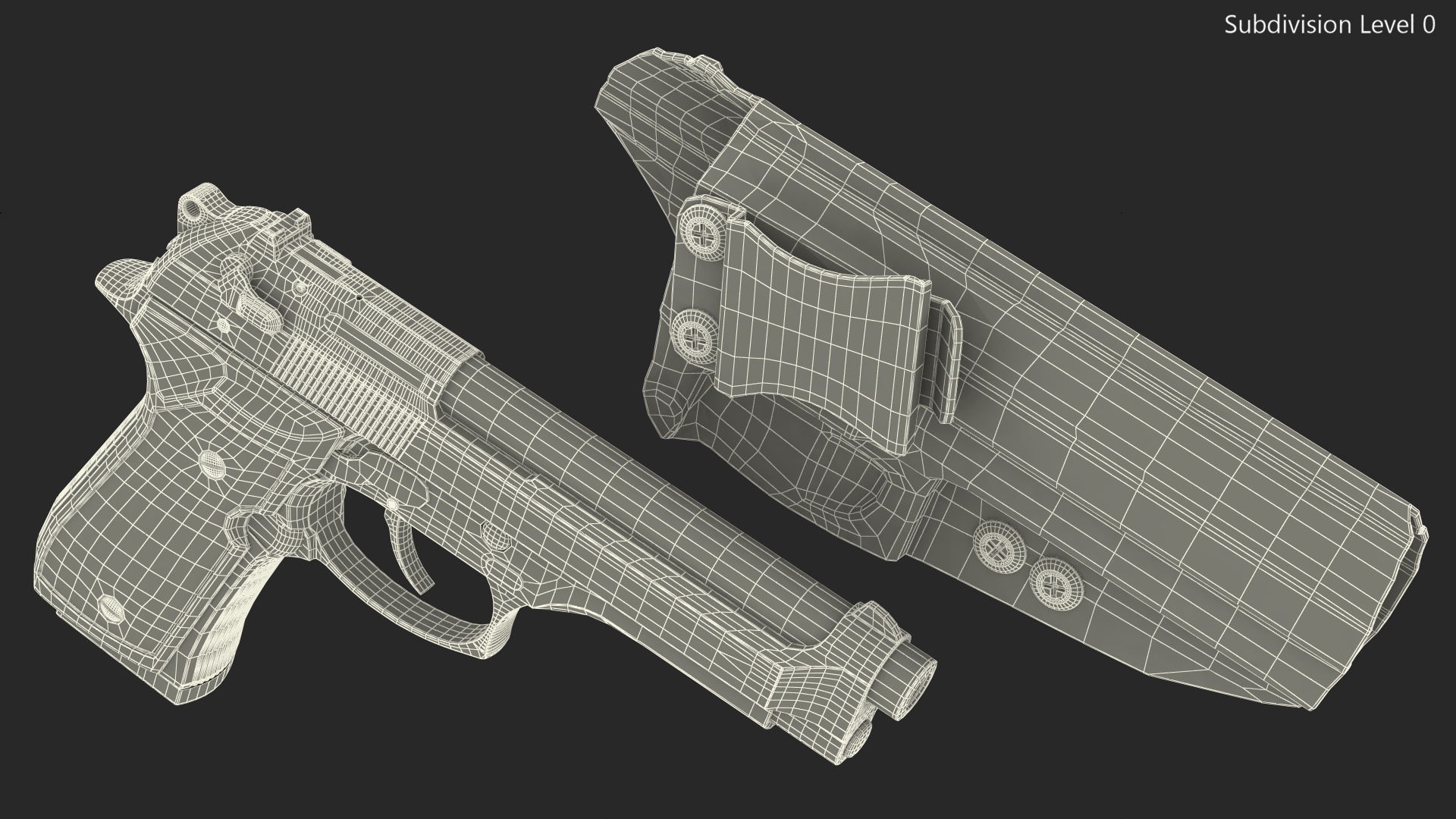 Beretta 92 Pistol With Kydex Holster Black 3D