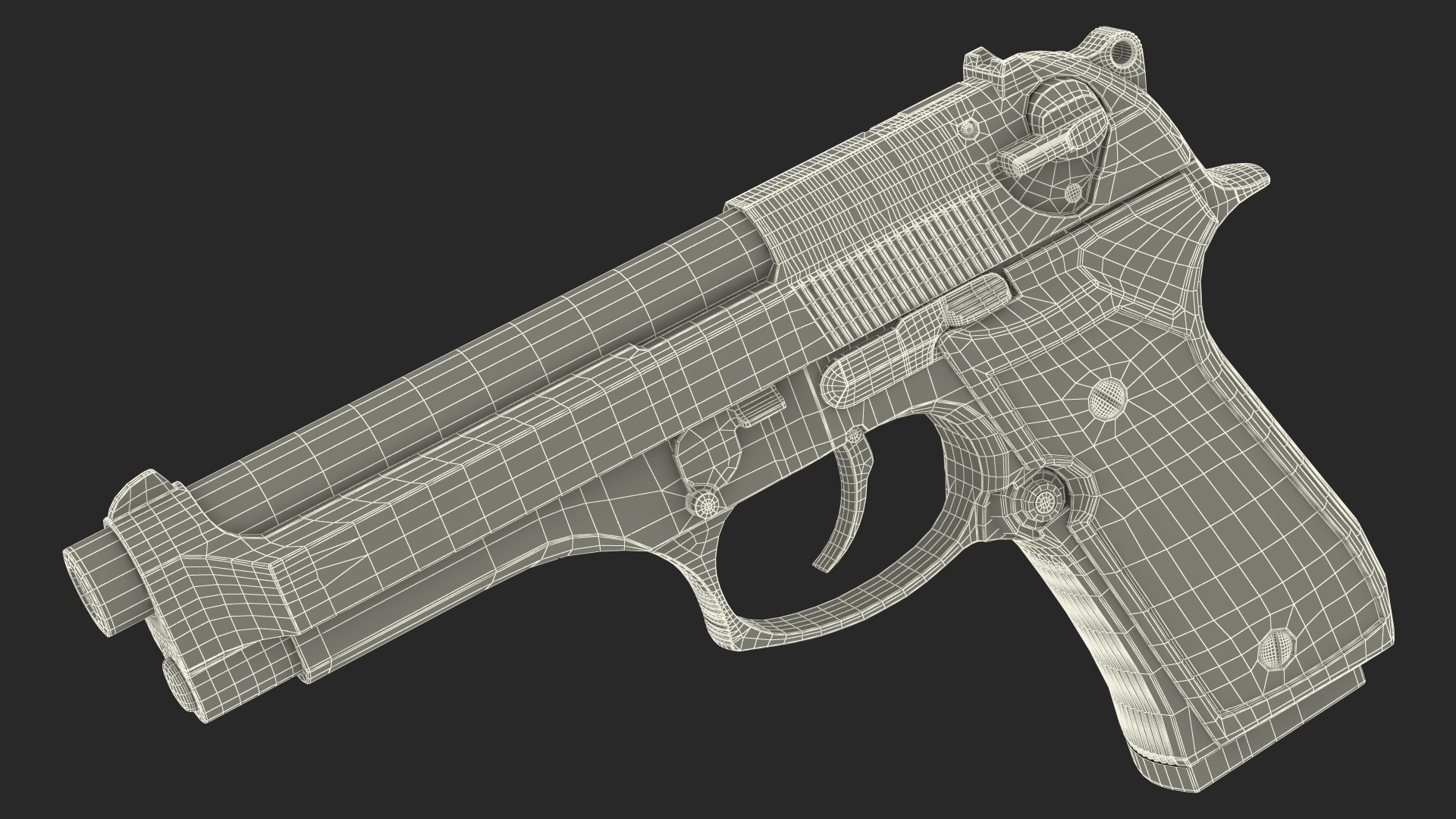 Beretta 92 Pistol With Kydex Holster Black 3D