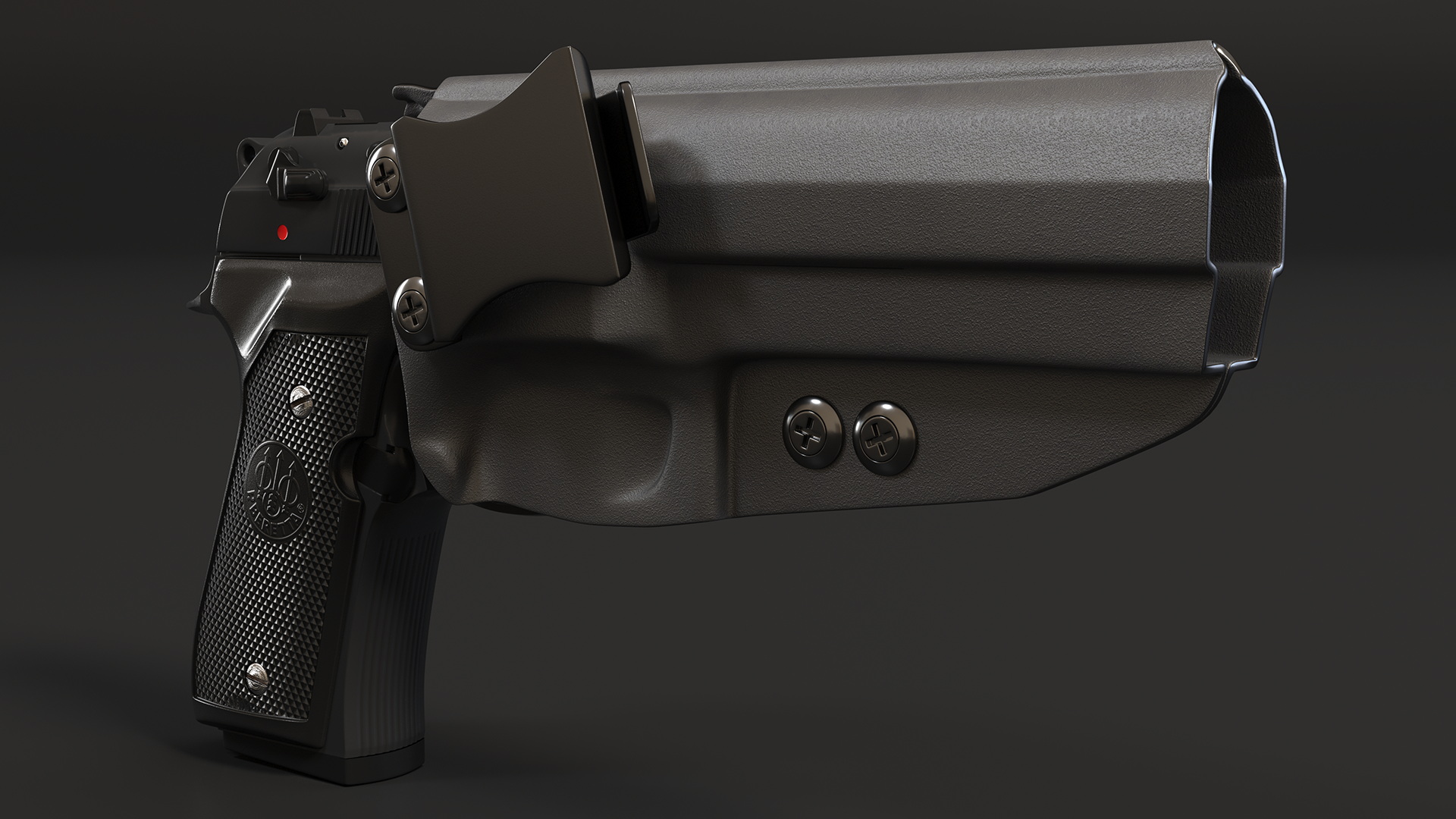 Beretta 92 Pistol With Kydex Holster Black 3D