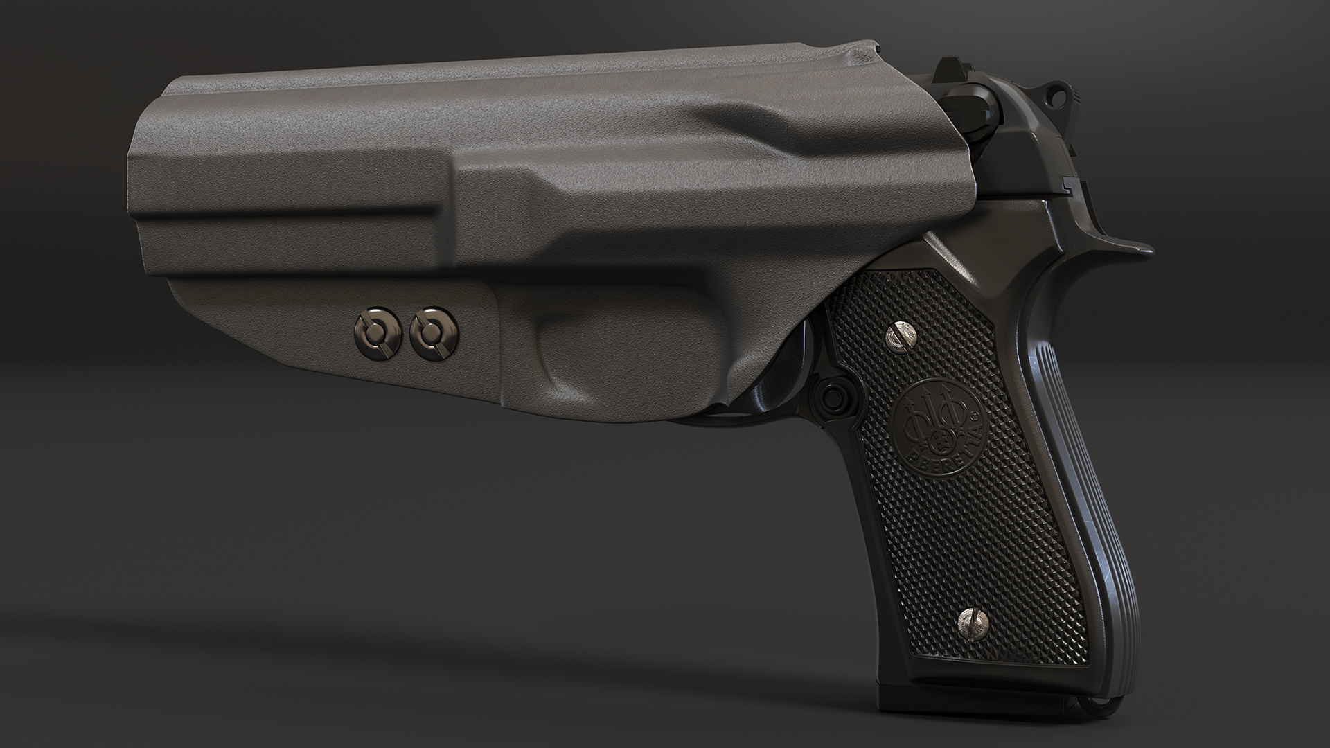 Beretta 92 Pistol With Kydex Holster Black 3D
