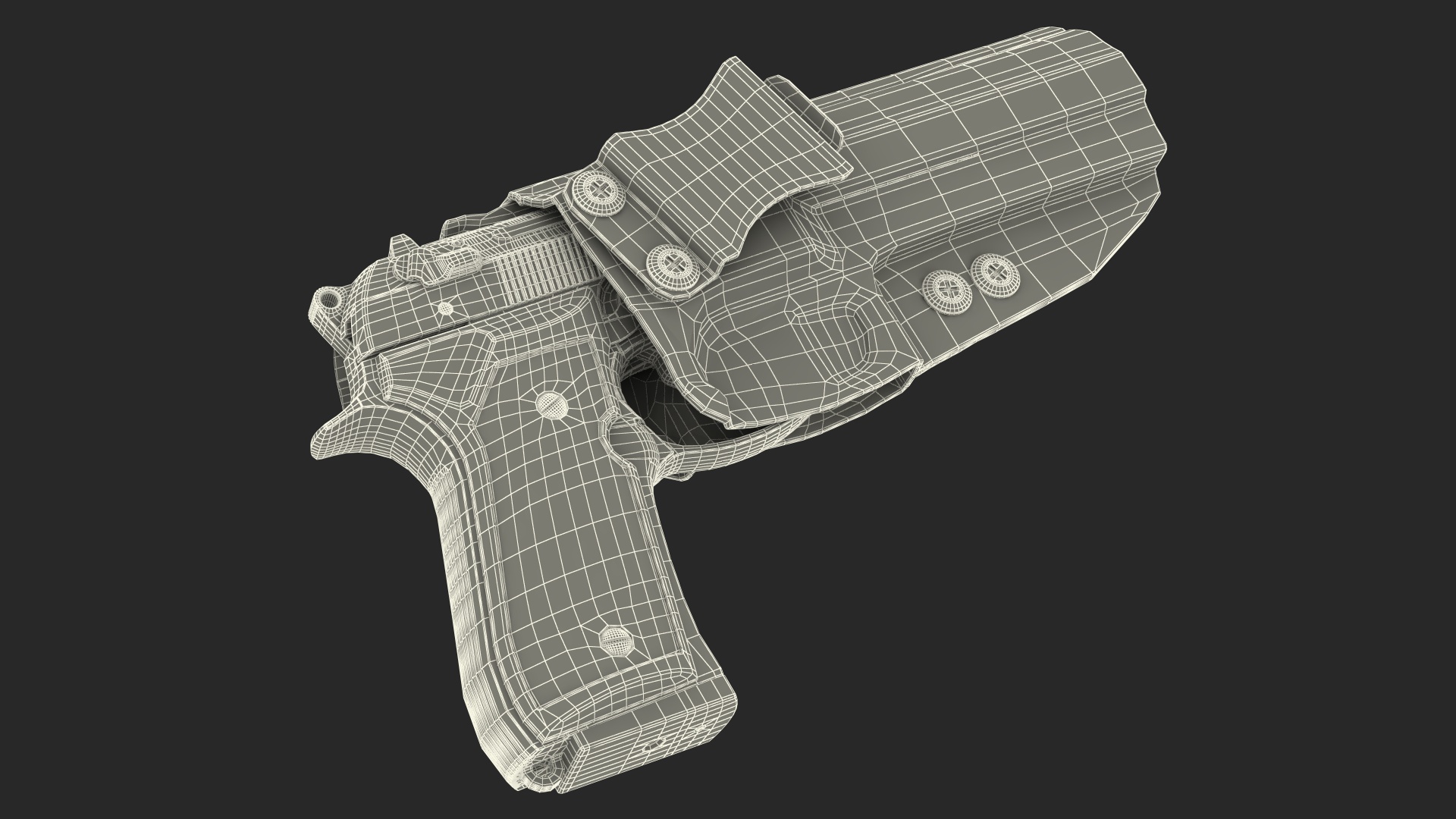 Beretta 92 Pistol With Kydex Holster Black 3D