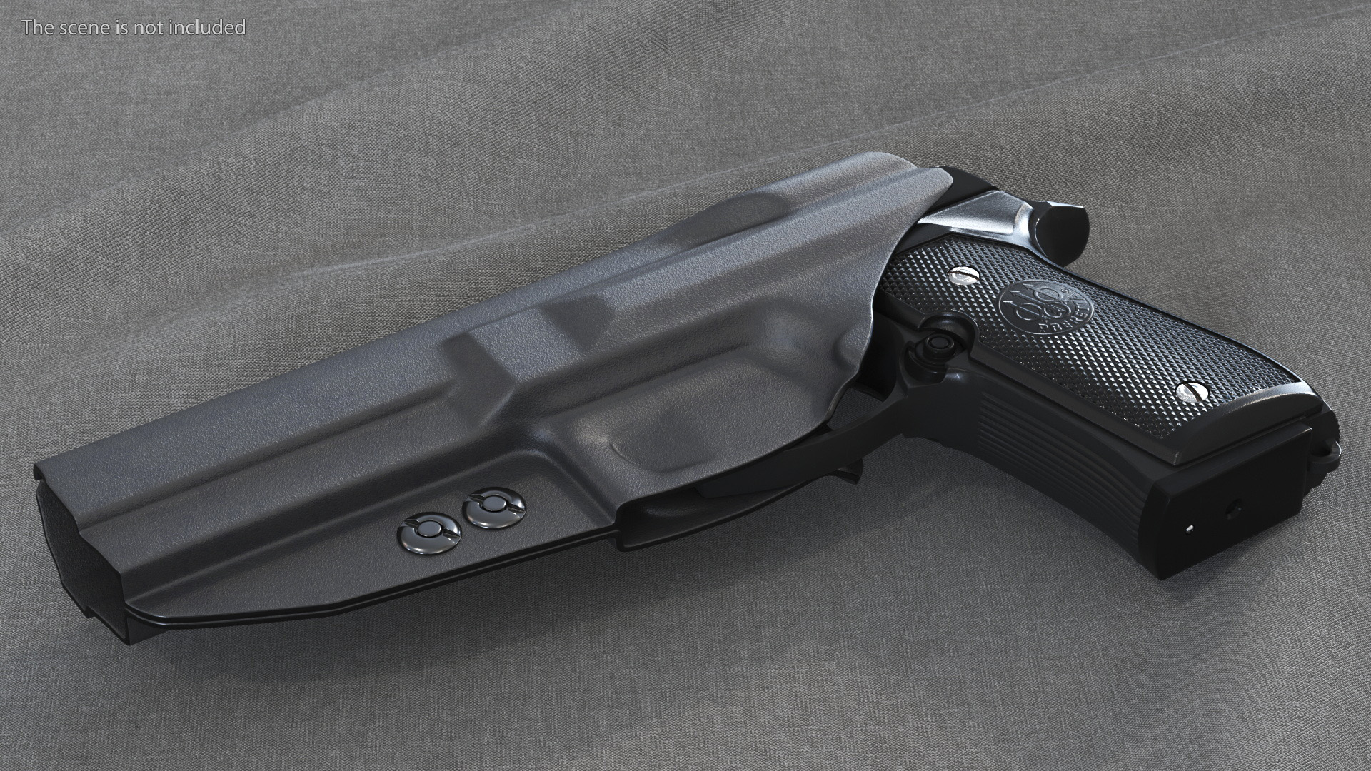Beretta 92 Pistol With Kydex Holster Black 3D