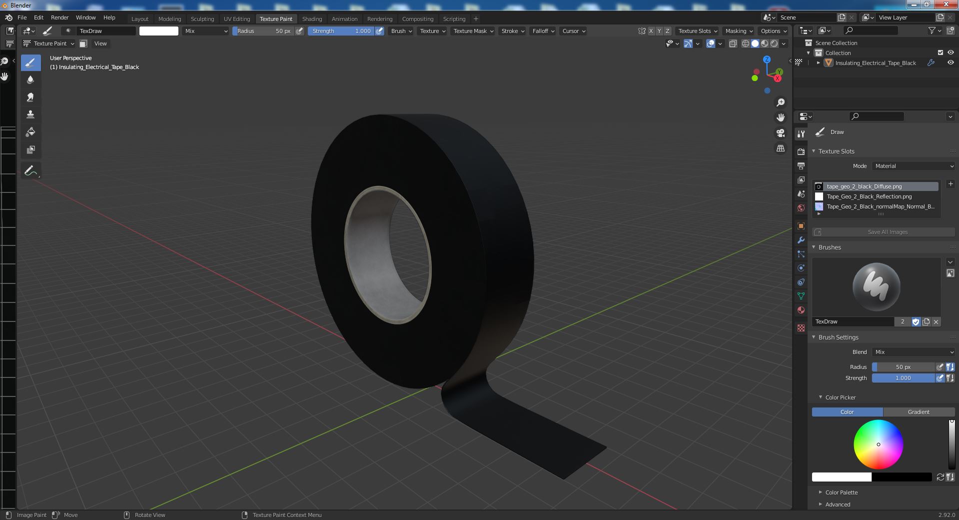 Insulating Electrical Tape Black 3D