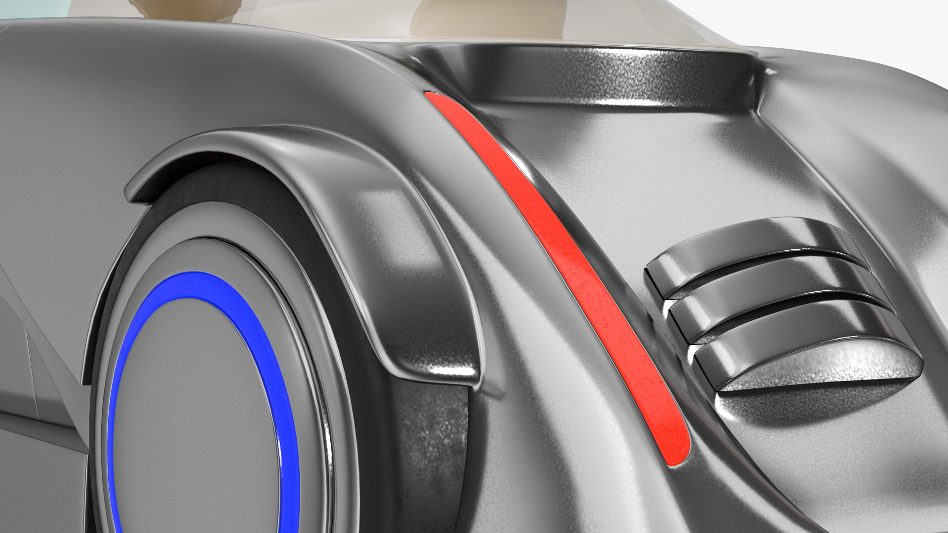 3D Sci-fi Car Trike Metallic Rigged for Cinema 4D