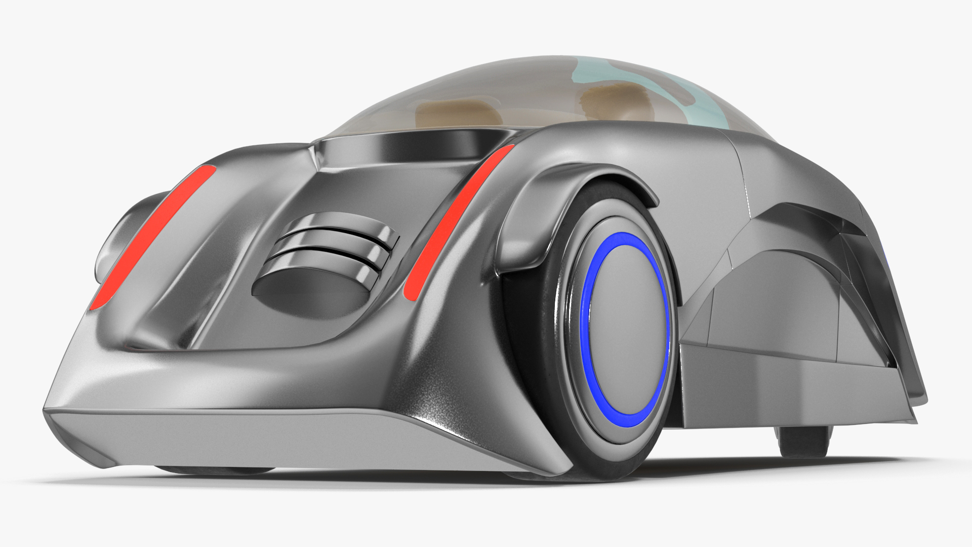 3D Sci-fi Car Trike Metallic Rigged for Cinema 4D