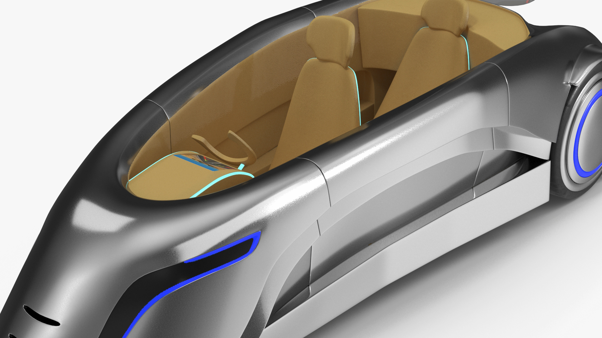 3D Sci-fi Car Trike Metallic Rigged for Cinema 4D