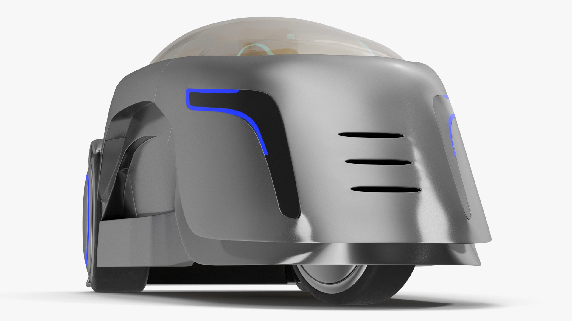 3D Sci-fi Car Trike Metallic Rigged for Cinema 4D