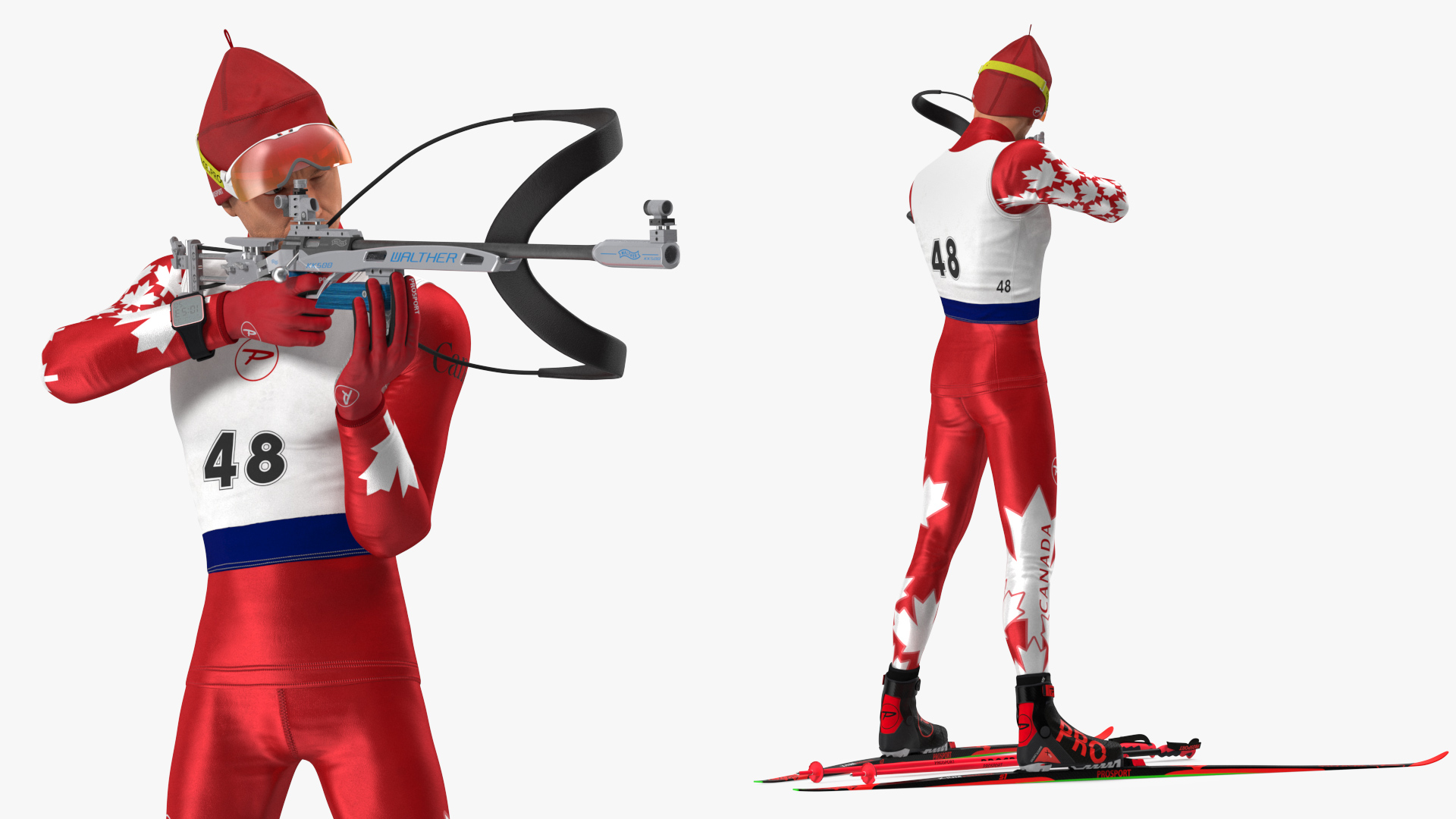 3D model Biathlete Fully Equipped Canada Team Standing Pose