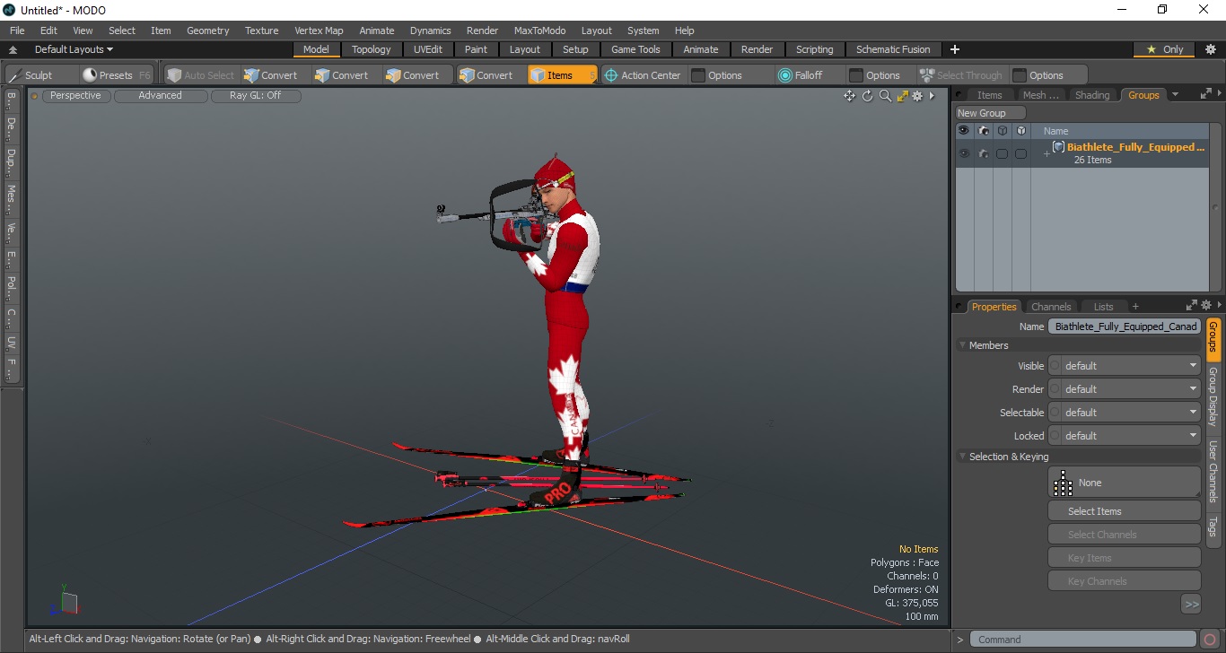 3D model Biathlete Fully Equipped Canada Team Standing Pose