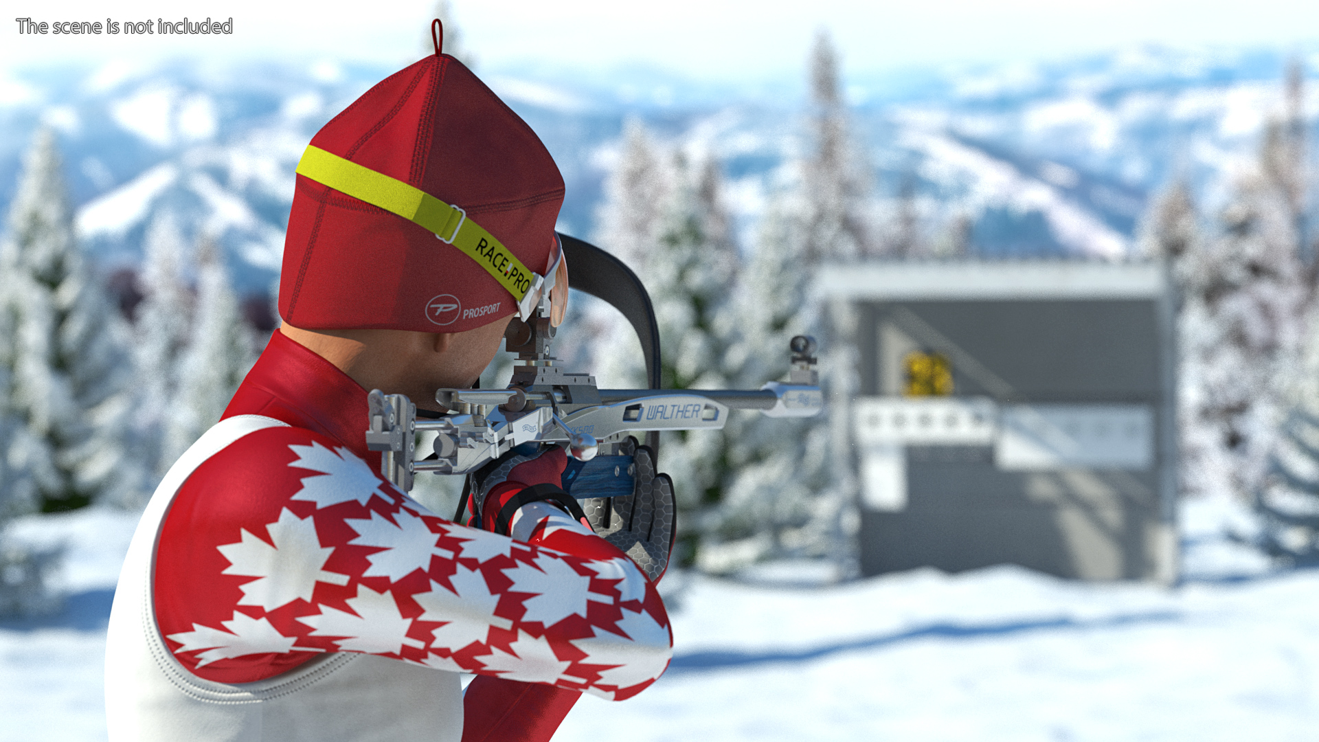 3D model Biathlete Fully Equipped Canada Team Standing Pose