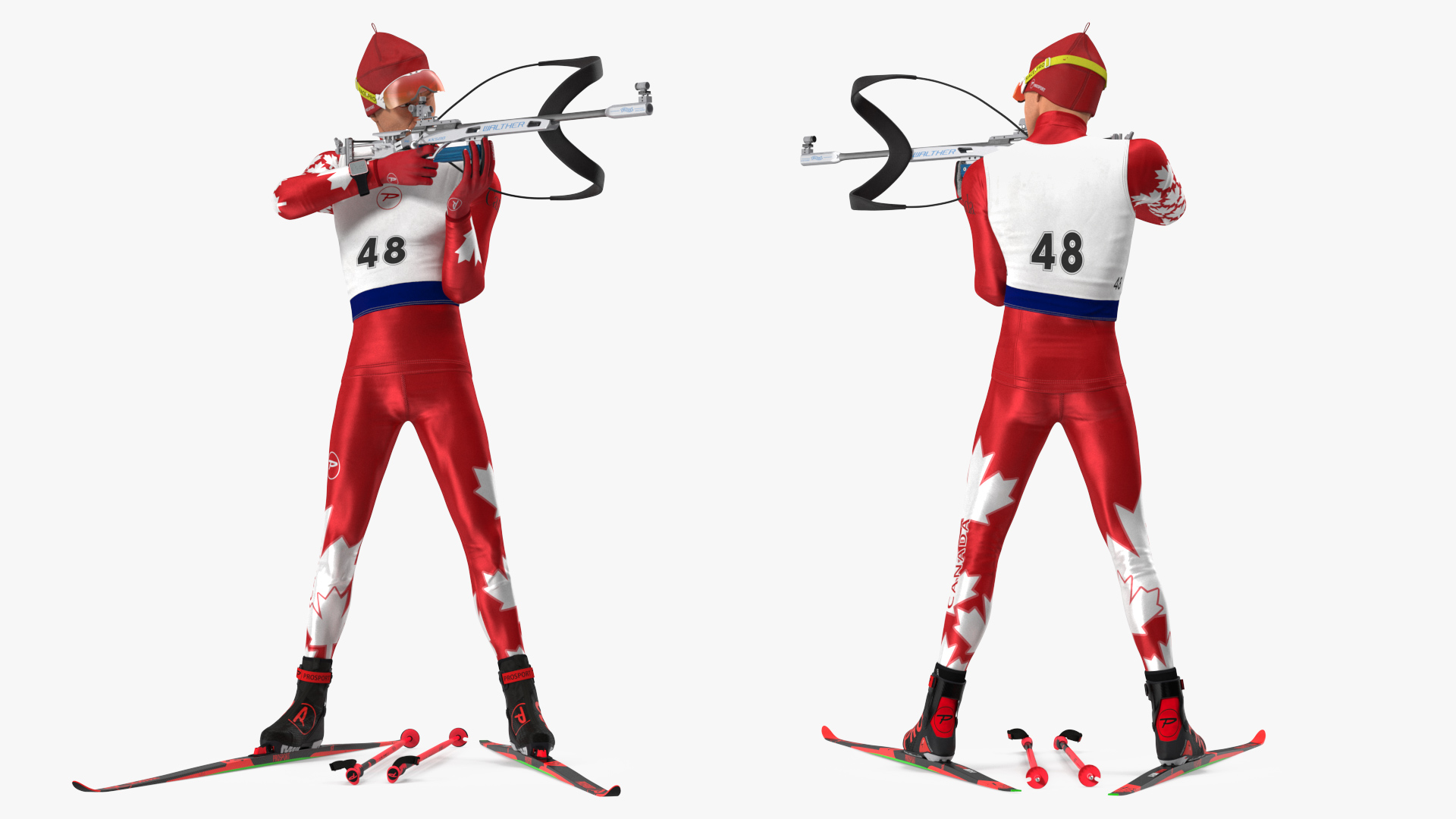 3D model Biathlete Fully Equipped Canada Team Standing Pose