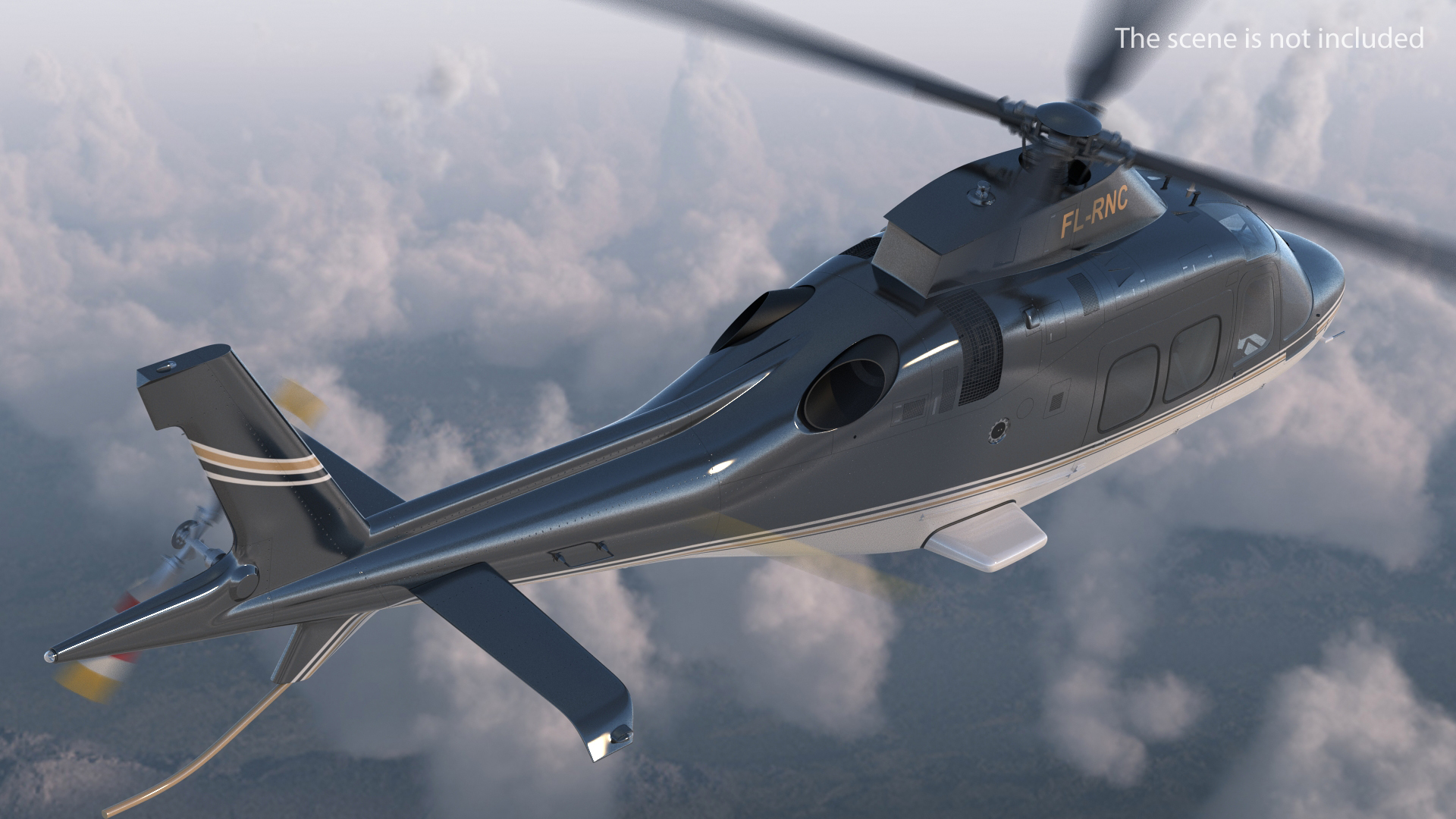 Agusta AW109S Grand Black Rigged 3D