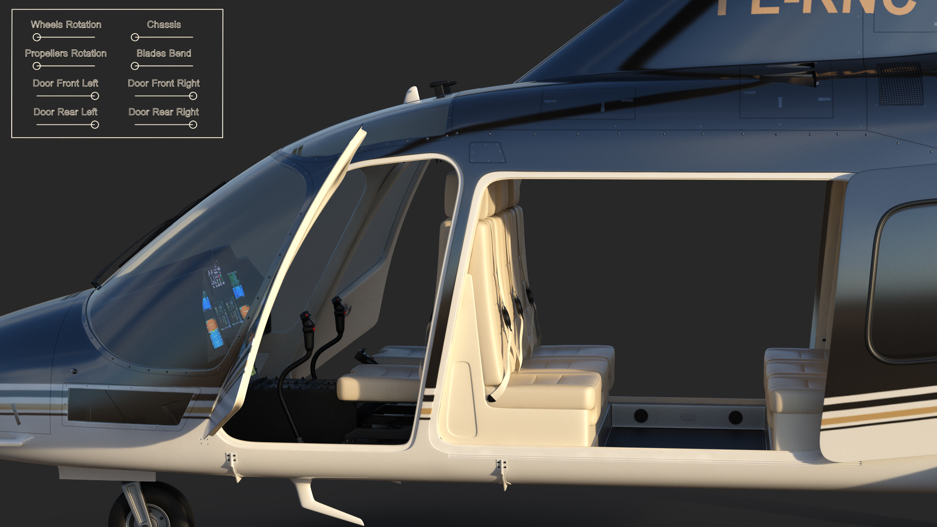 Agusta AW109S Grand Black Rigged 3D
