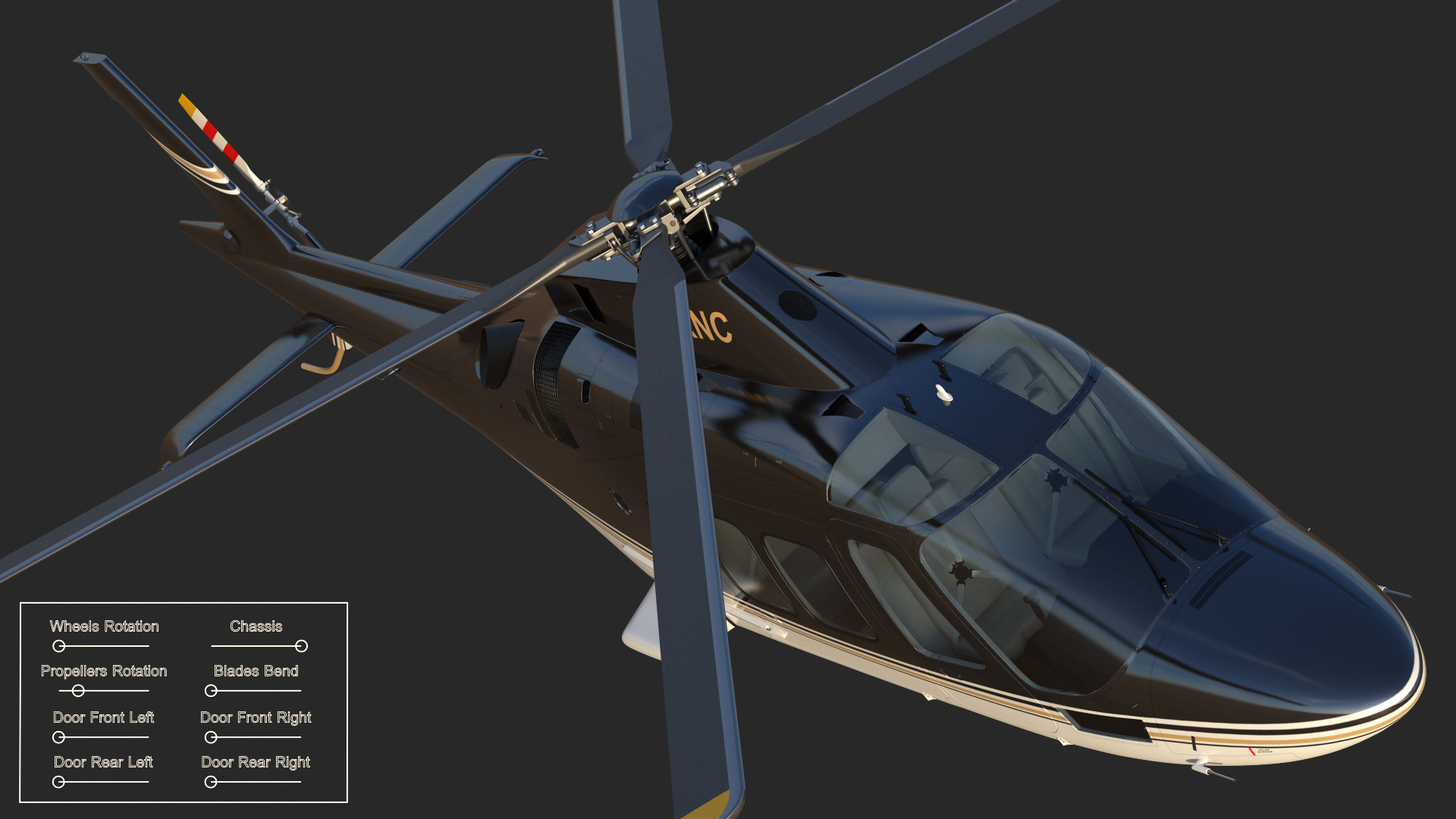 Agusta AW109S Grand Black Rigged 3D