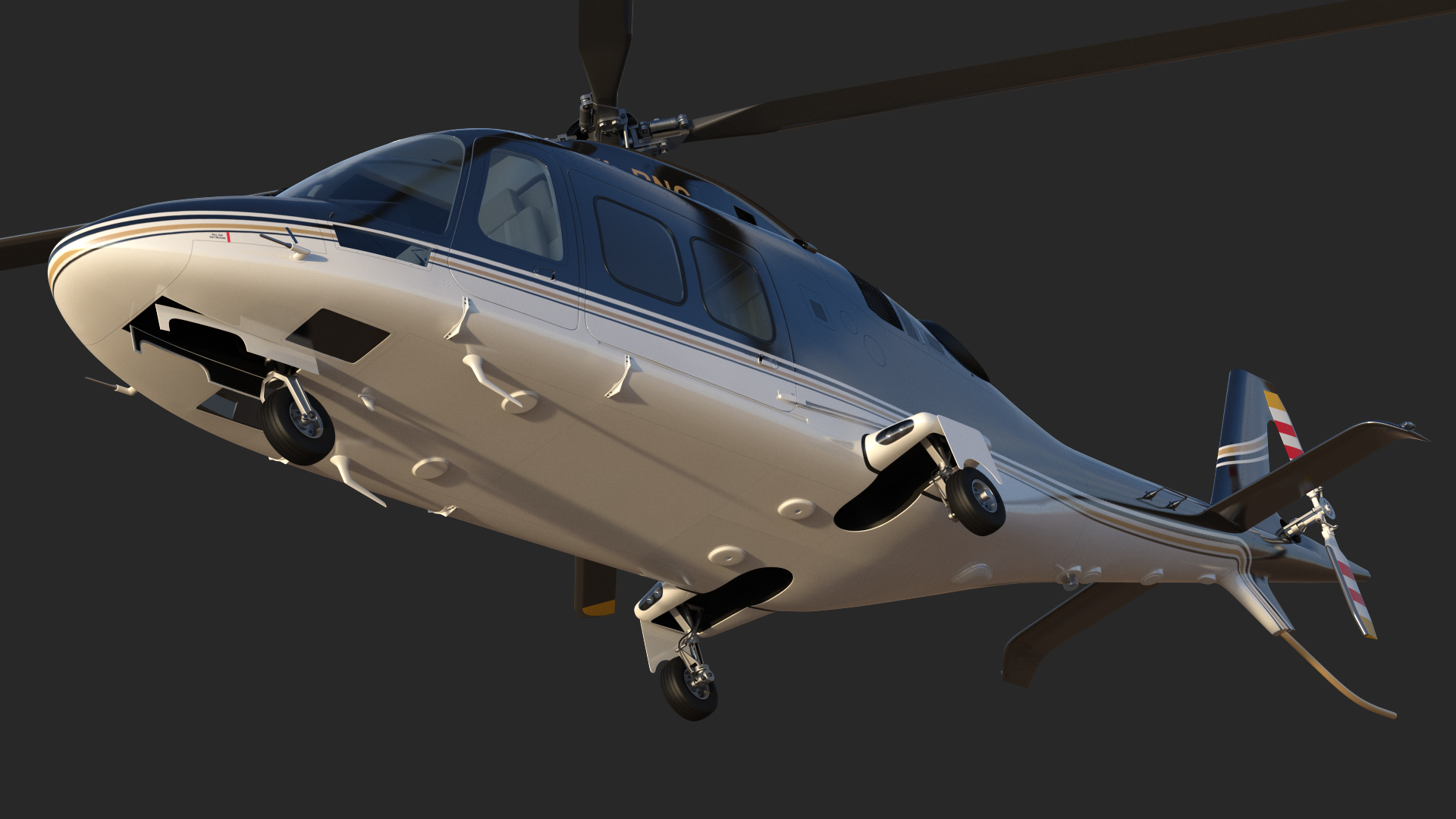 Agusta AW109S Grand Black Rigged 3D
