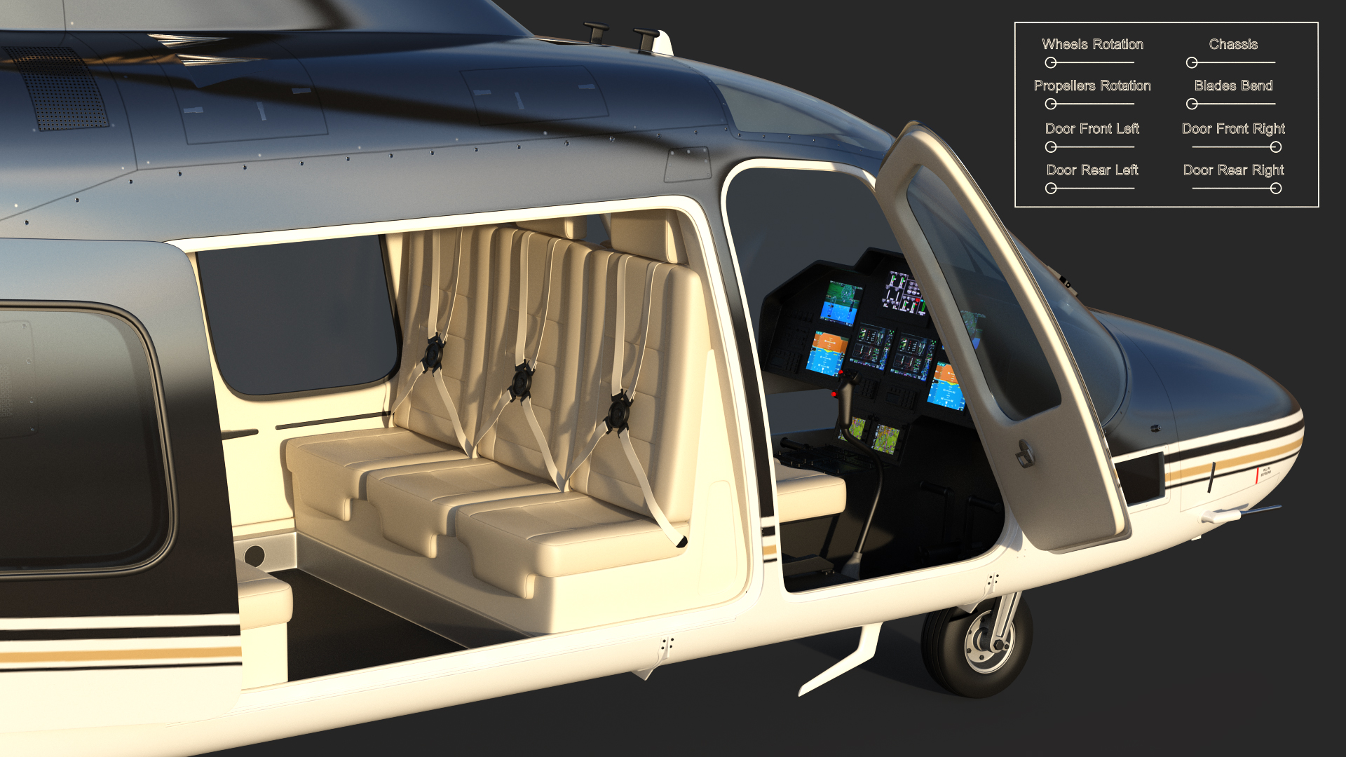 Agusta AW109S Grand Black Rigged 3D