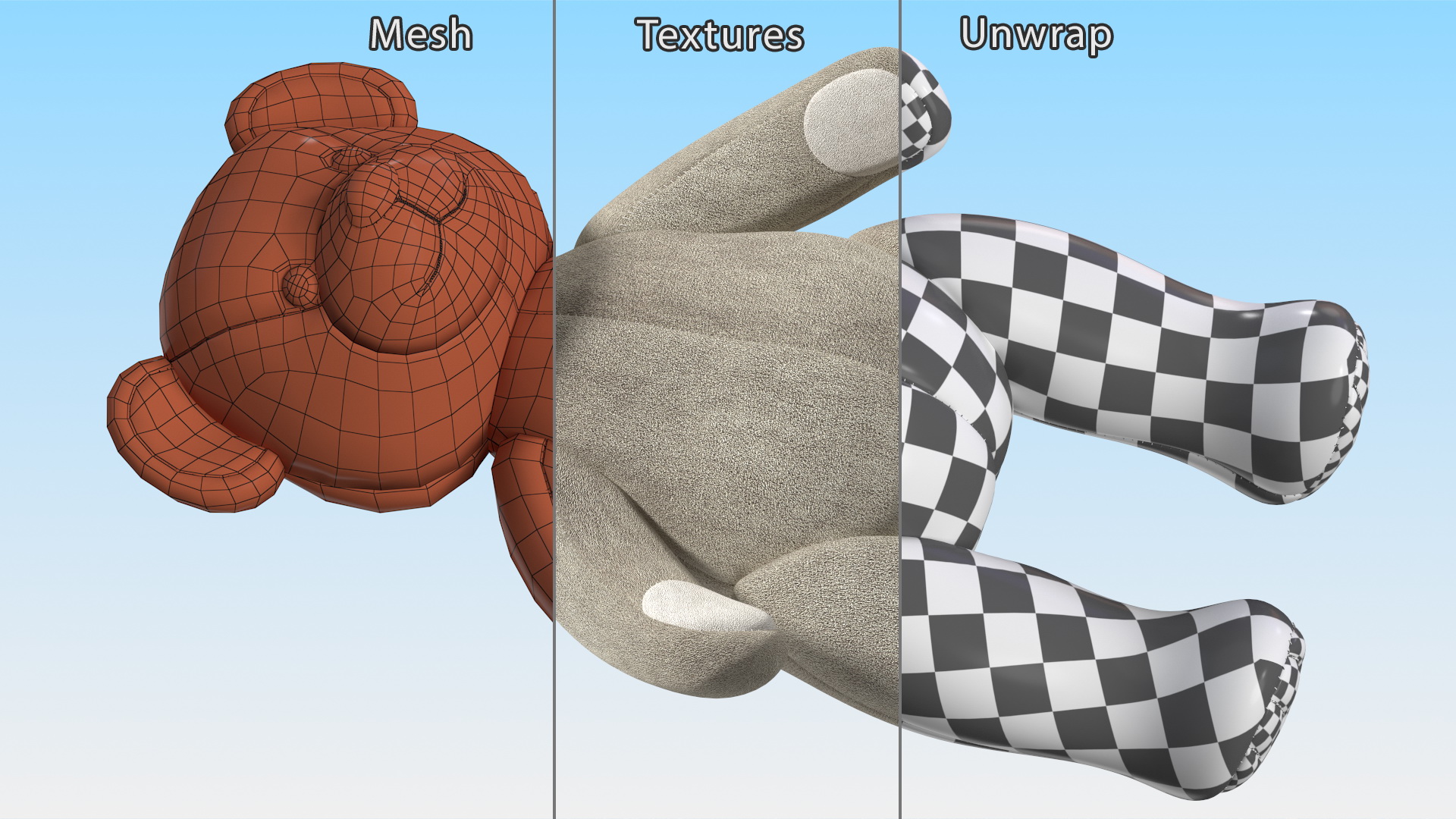 Teddy Bear Light Color Rigged 3D model