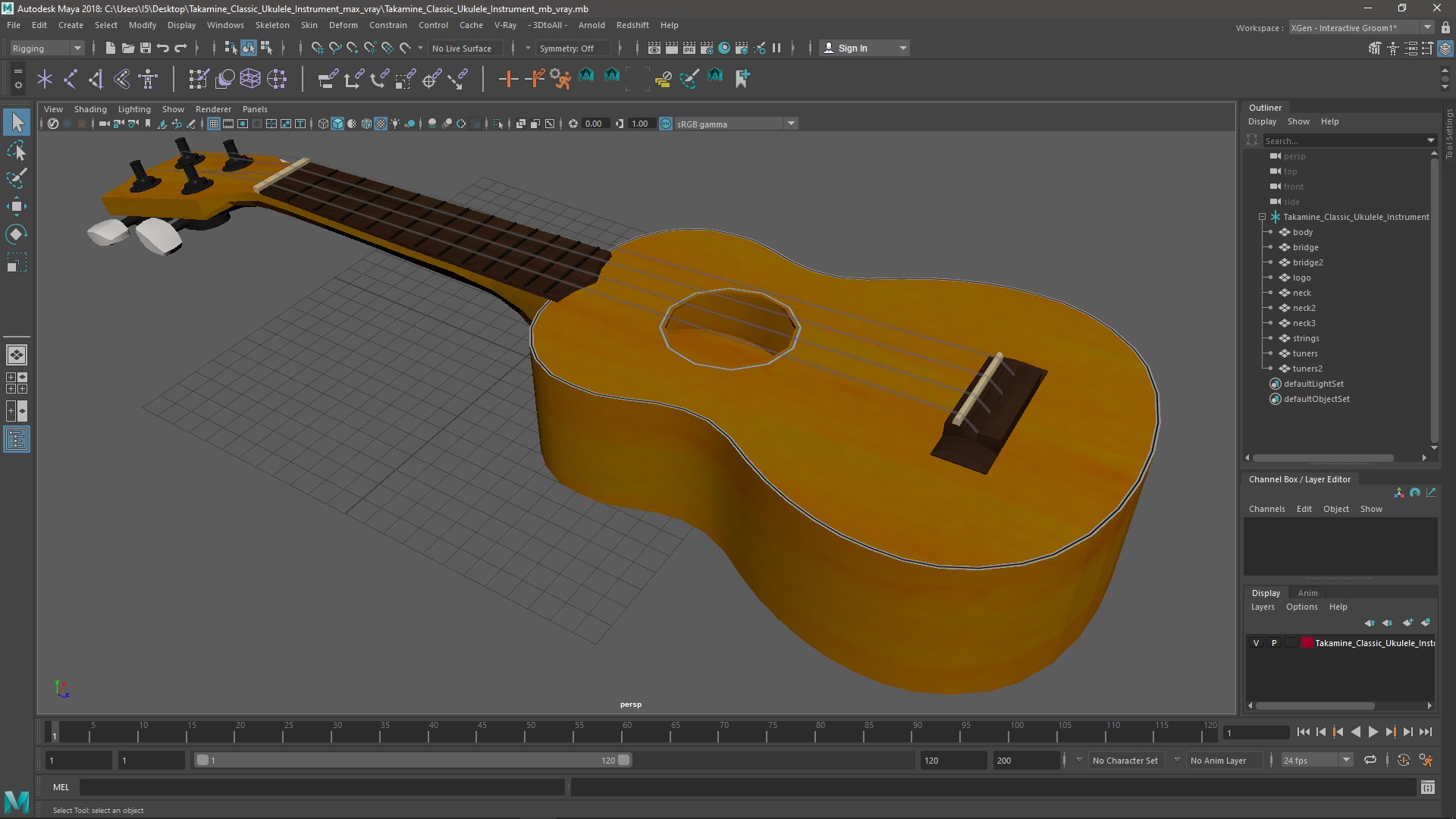 3D model Takamine Classic Ukulele Instrument