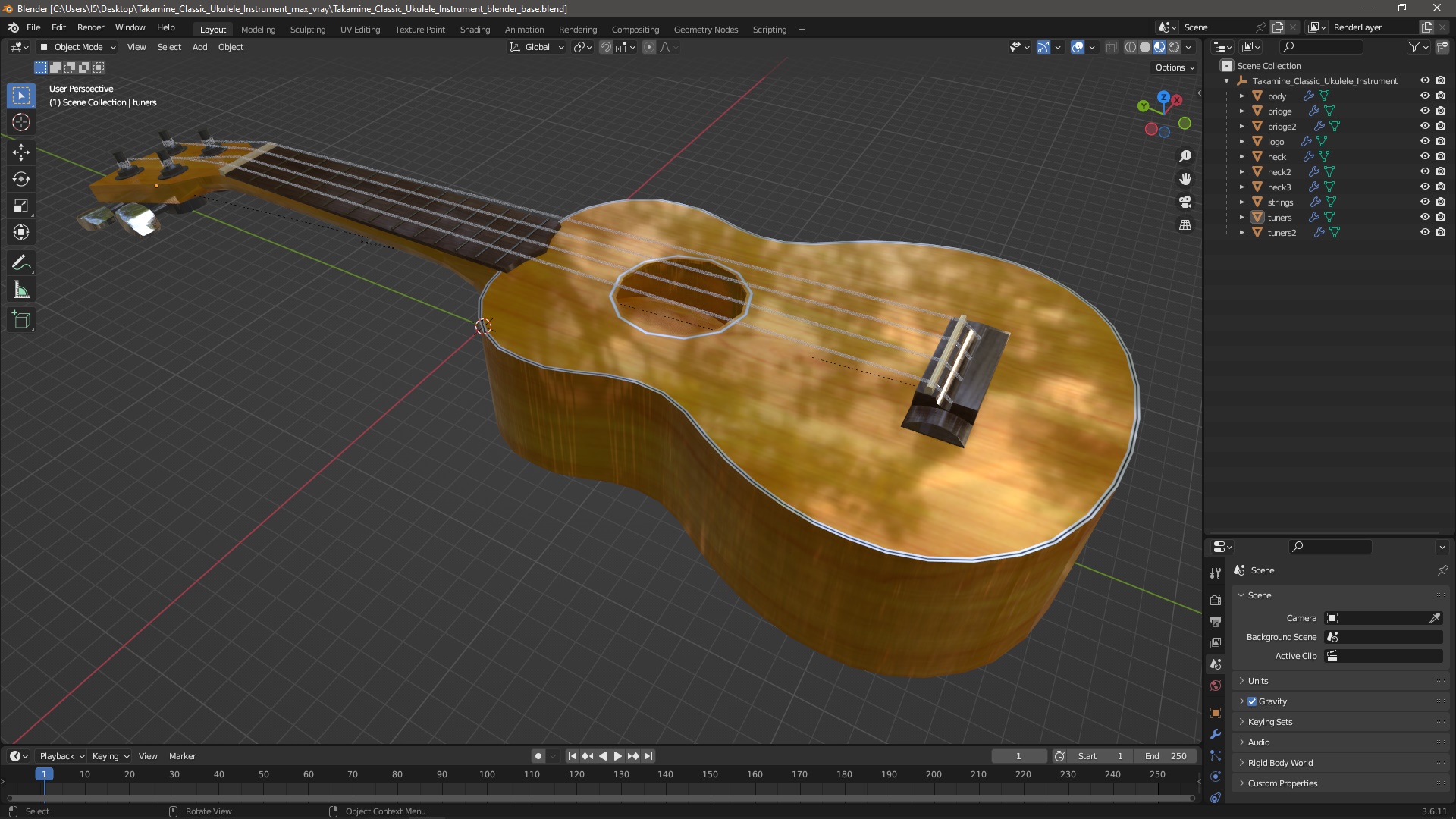 3D model Takamine Classic Ukulele Instrument