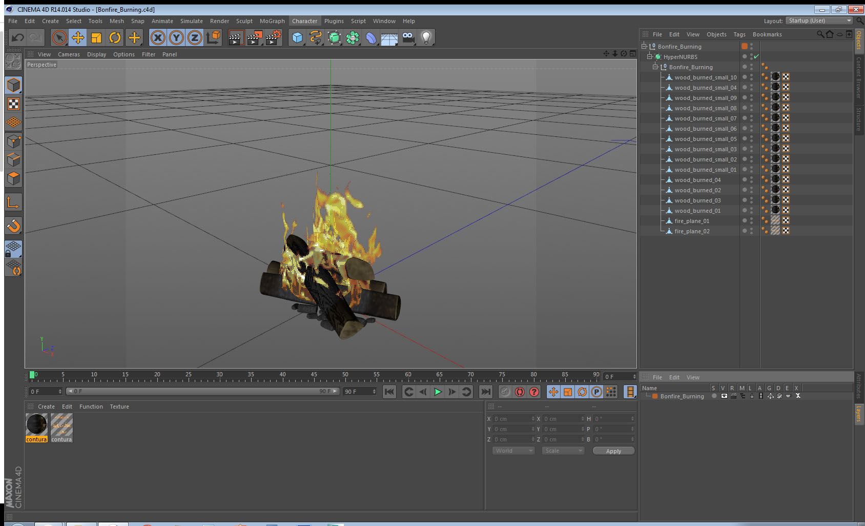 3D model Bonfire Burning