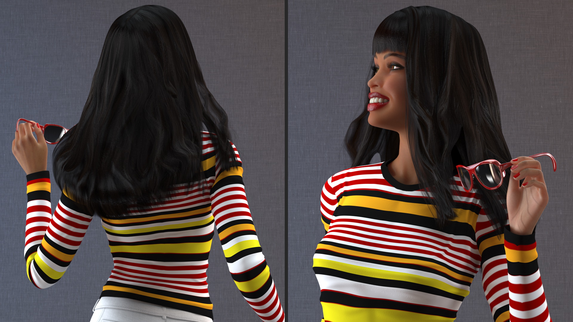 Fashionable Style Teenage Light Skin Black Girl 3D