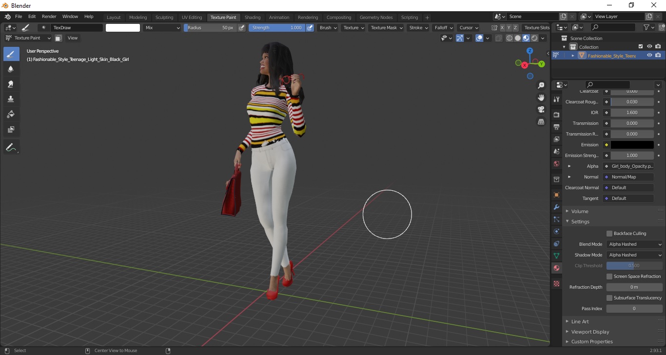 Fashionable Style Teenage Light Skin Black Girl 3D