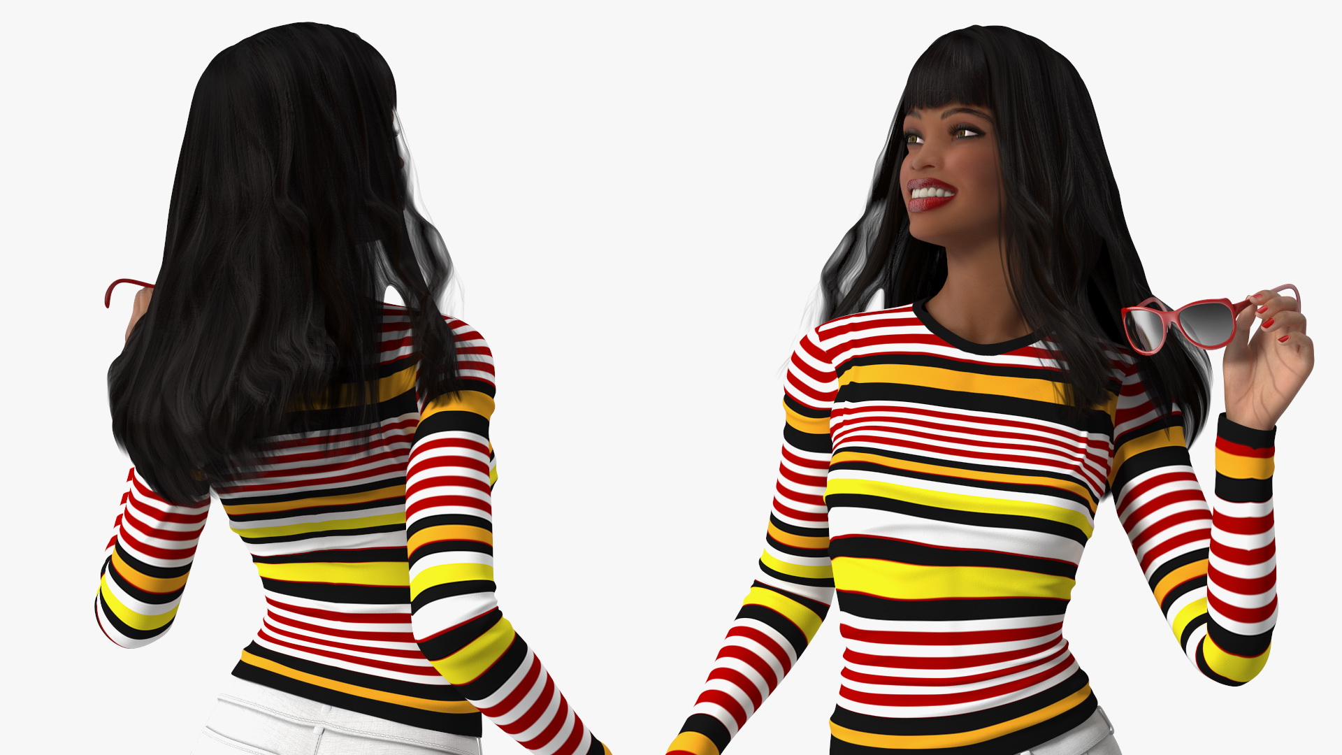 Fashionable Style Teenage Light Skin Black Girl 3D