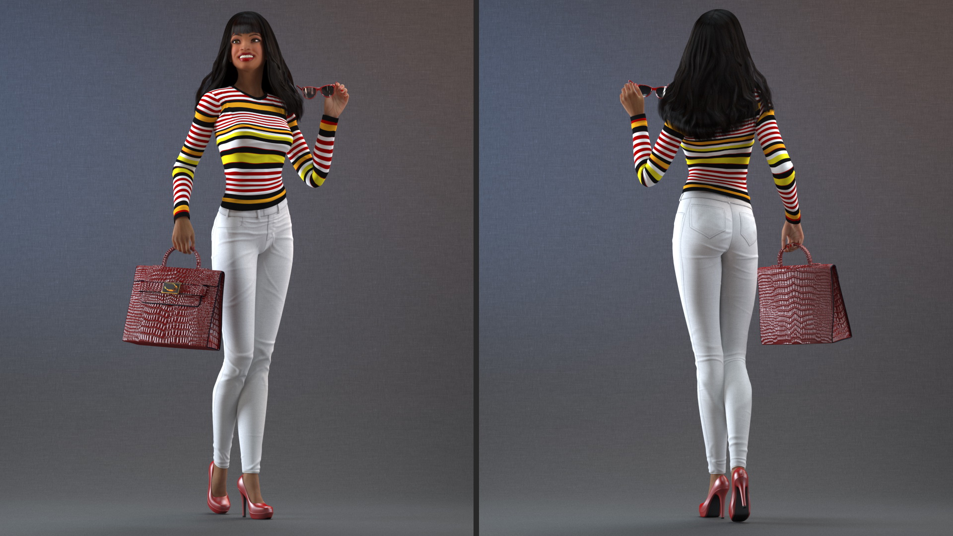 Fashionable Style Teenage Light Skin Black Girl 3D
