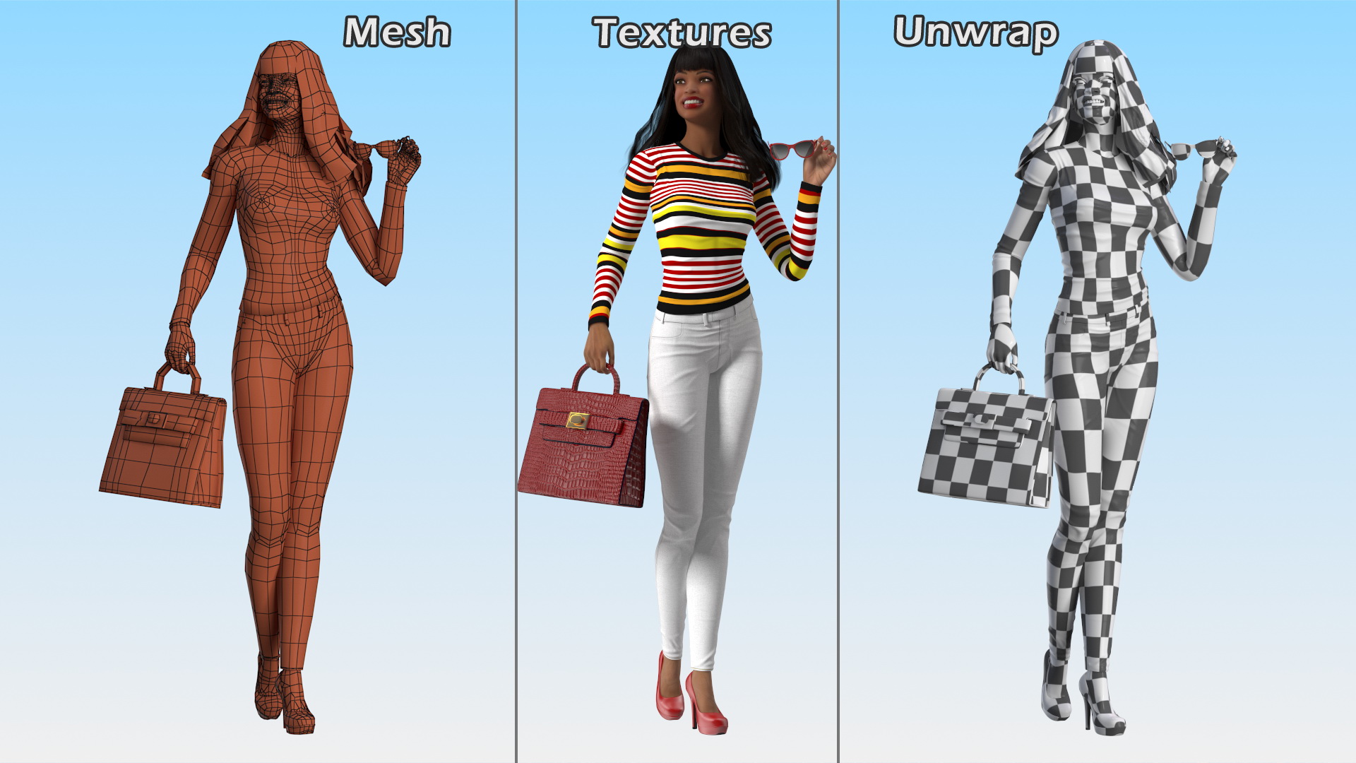Fashionable Style Teenage Light Skin Black Girl 3D