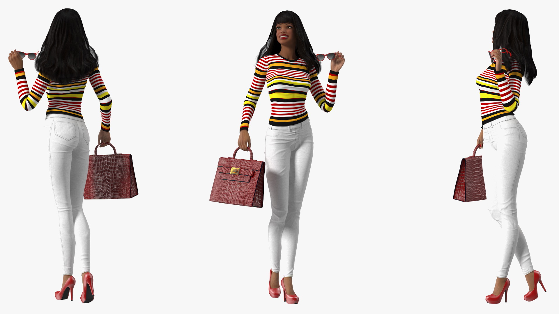 Fashionable Style Teenage Light Skin Black Girl 3D