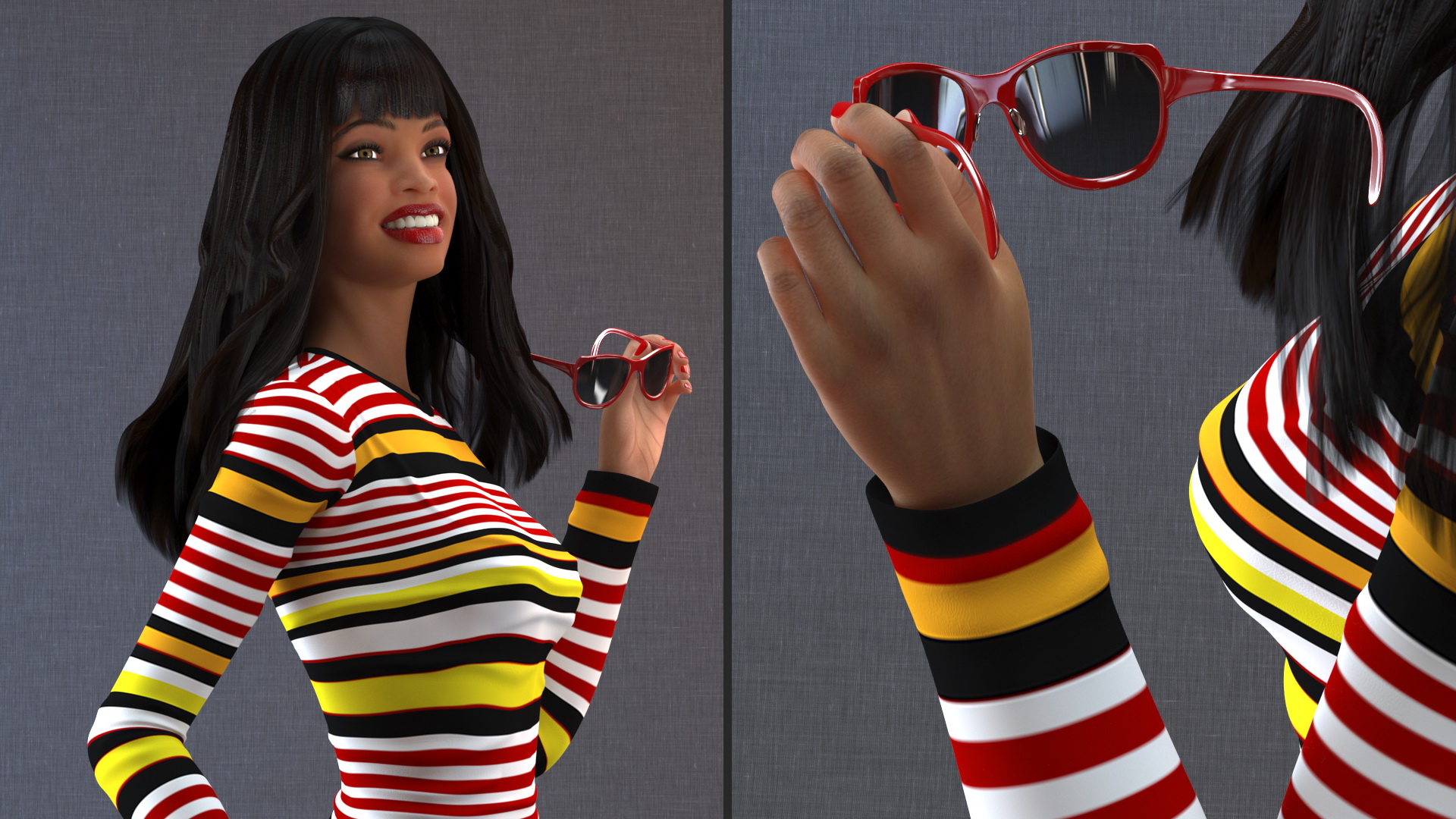 Fashionable Style Teenage Light Skin Black Girl 3D