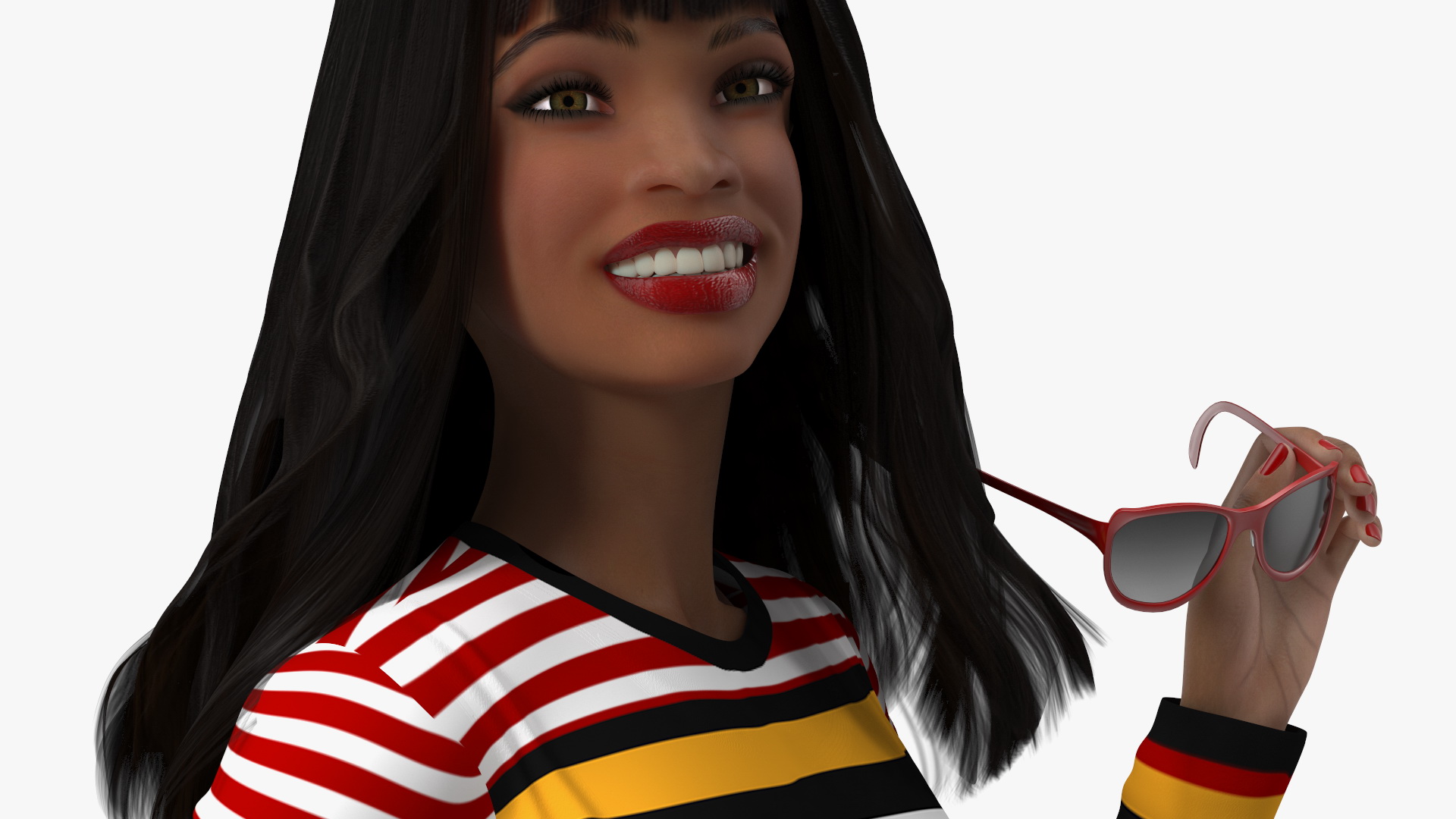 Fashionable Style Teenage Light Skin Black Girl 3D