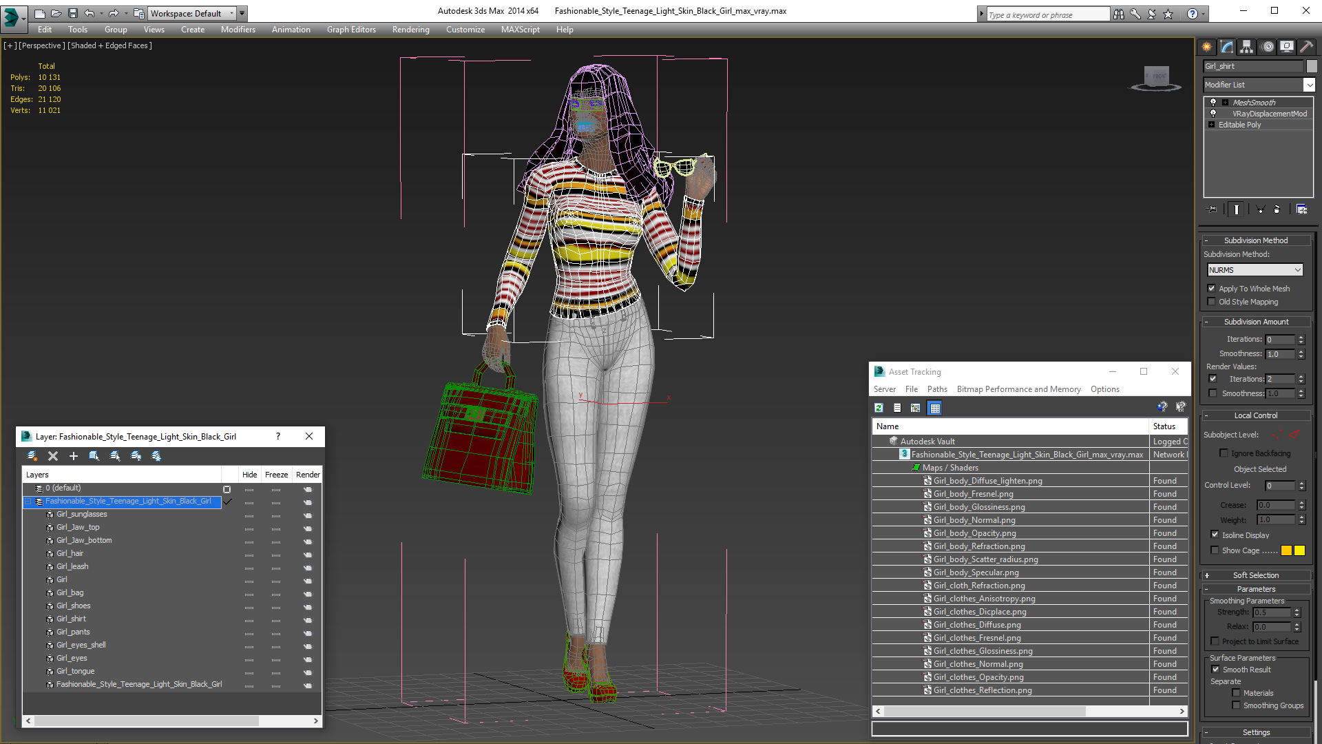 Fashionable Style Teenage Light Skin Black Girl 3D