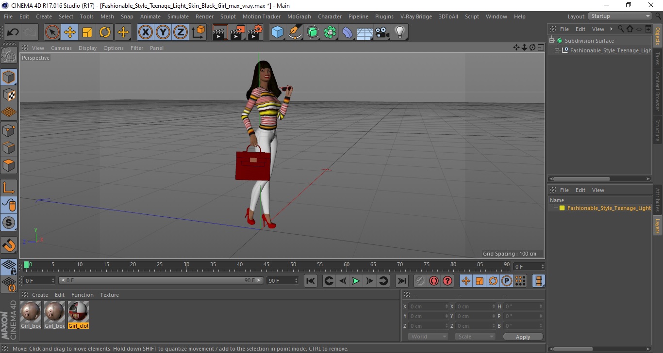 Fashionable Style Teenage Light Skin Black Girl 3D