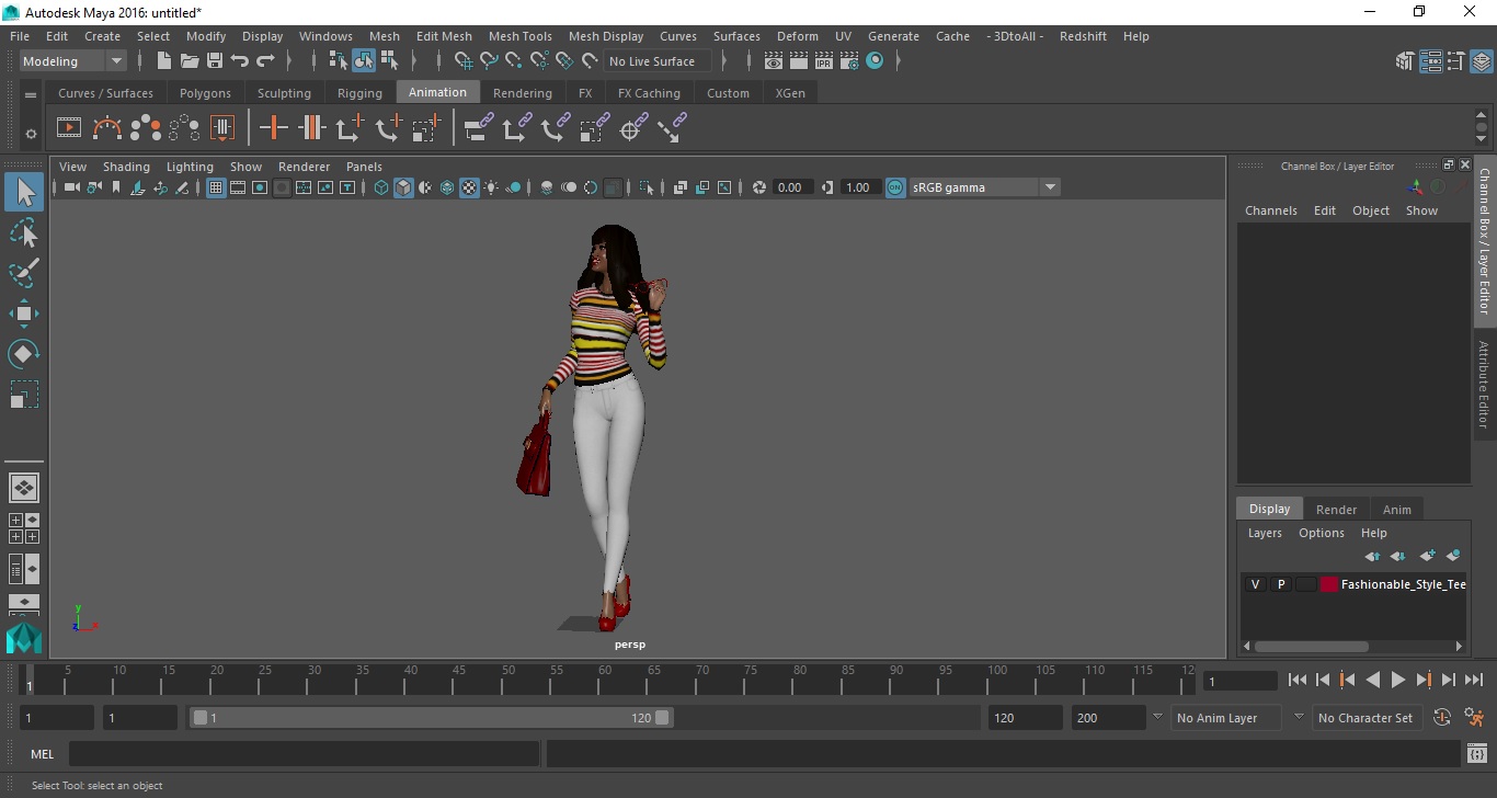 Fashionable Style Teenage Light Skin Black Girl 3D