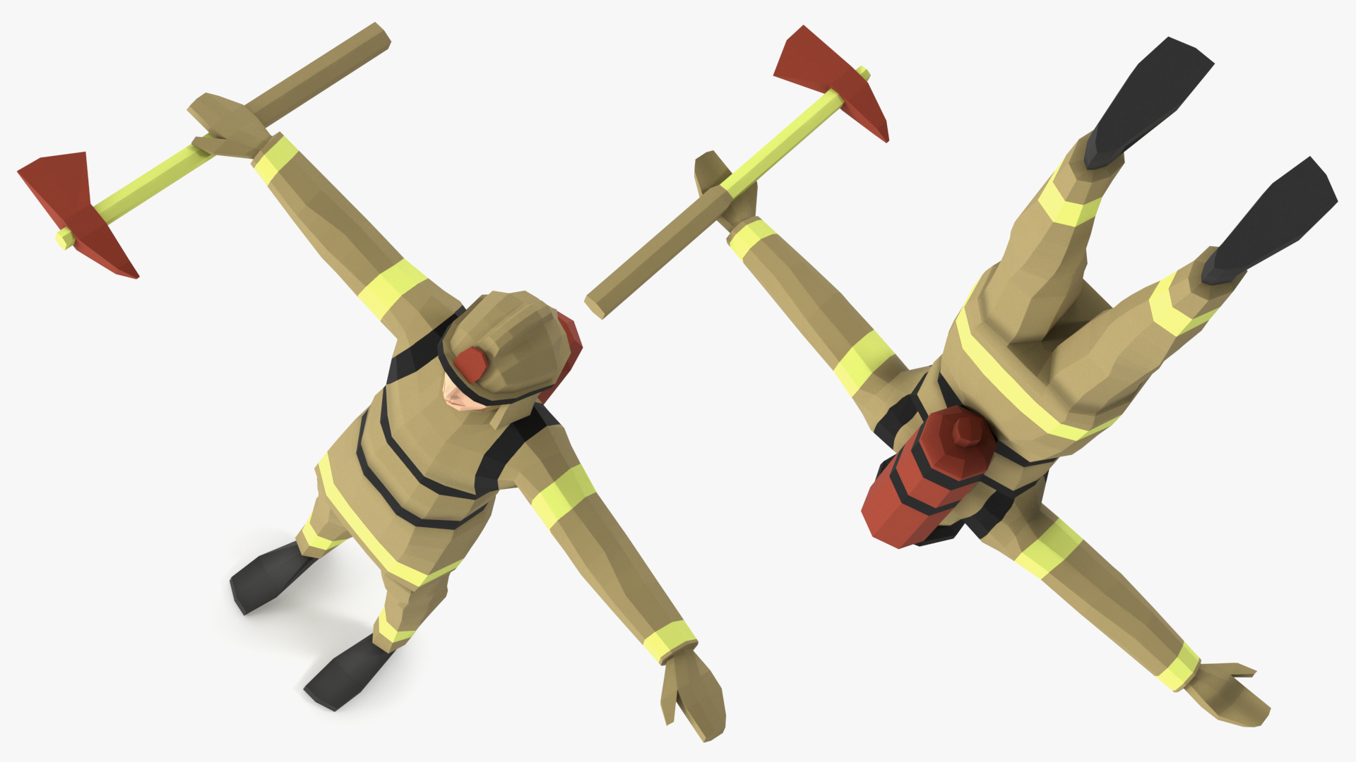 3D Firefighter Low Poly Rigged for Cinema 4D