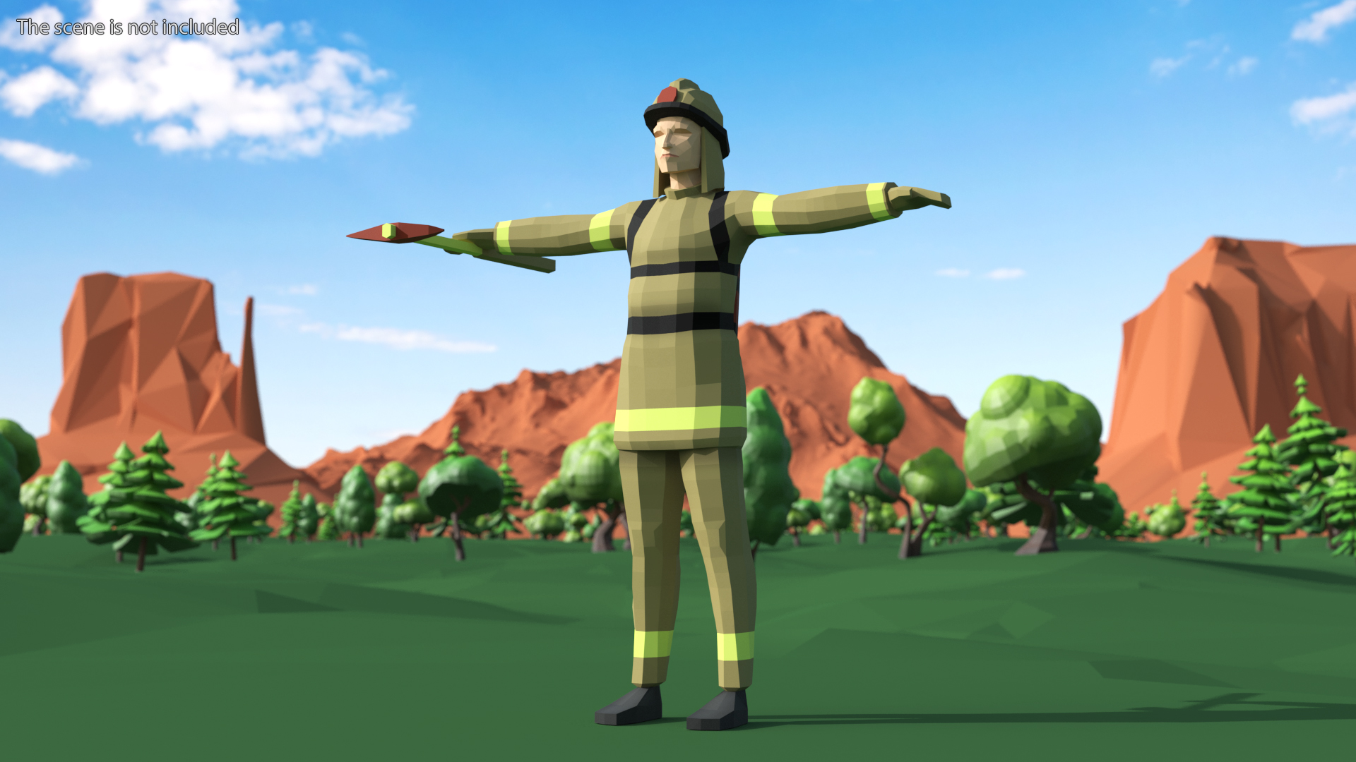 3D Firefighter Low Poly Rigged for Cinema 4D